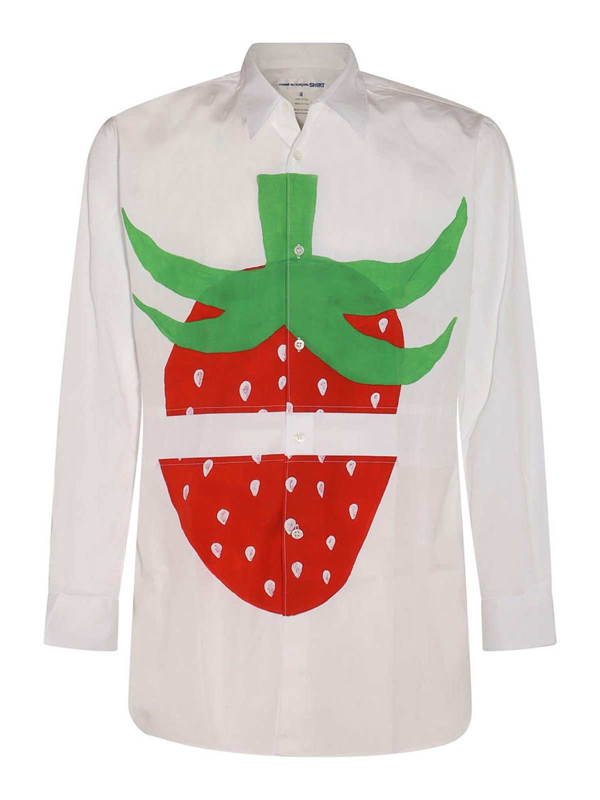Shop Comme Des Garçons White Cotton Strawberry Shirt