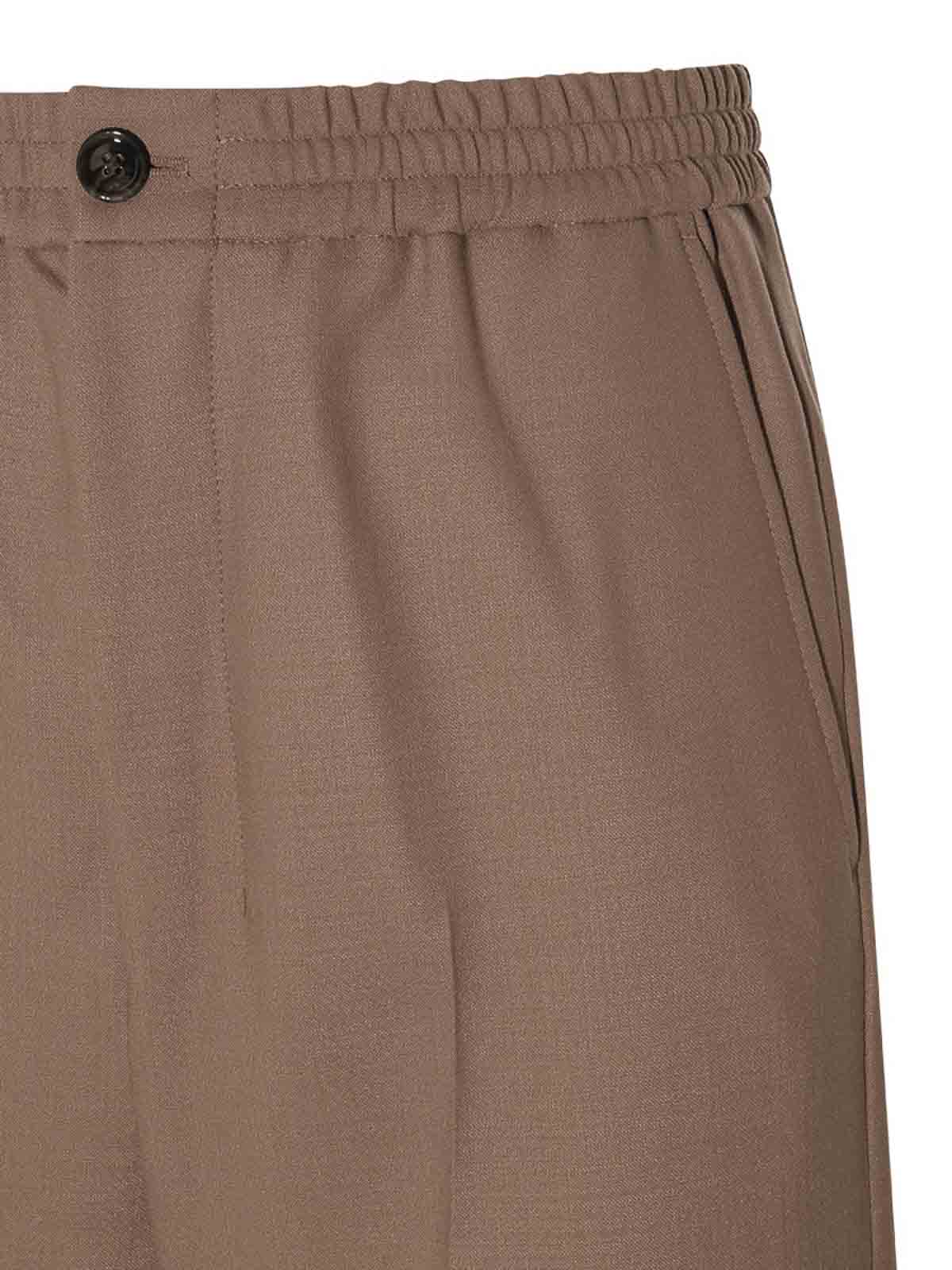 AMI Paris Elasticated Waist Trousers Brown