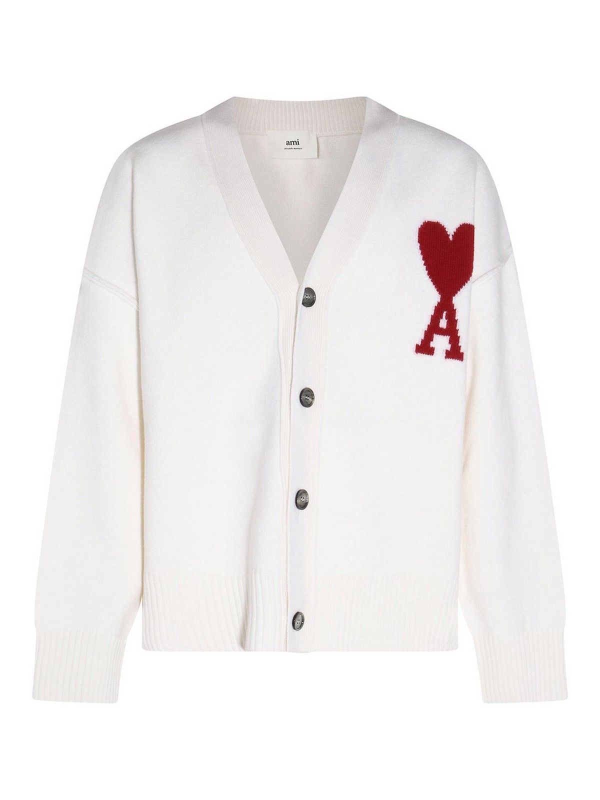 Shop Ami Alexandre Mattiussi Off White Wool Cardigan In Blanco
