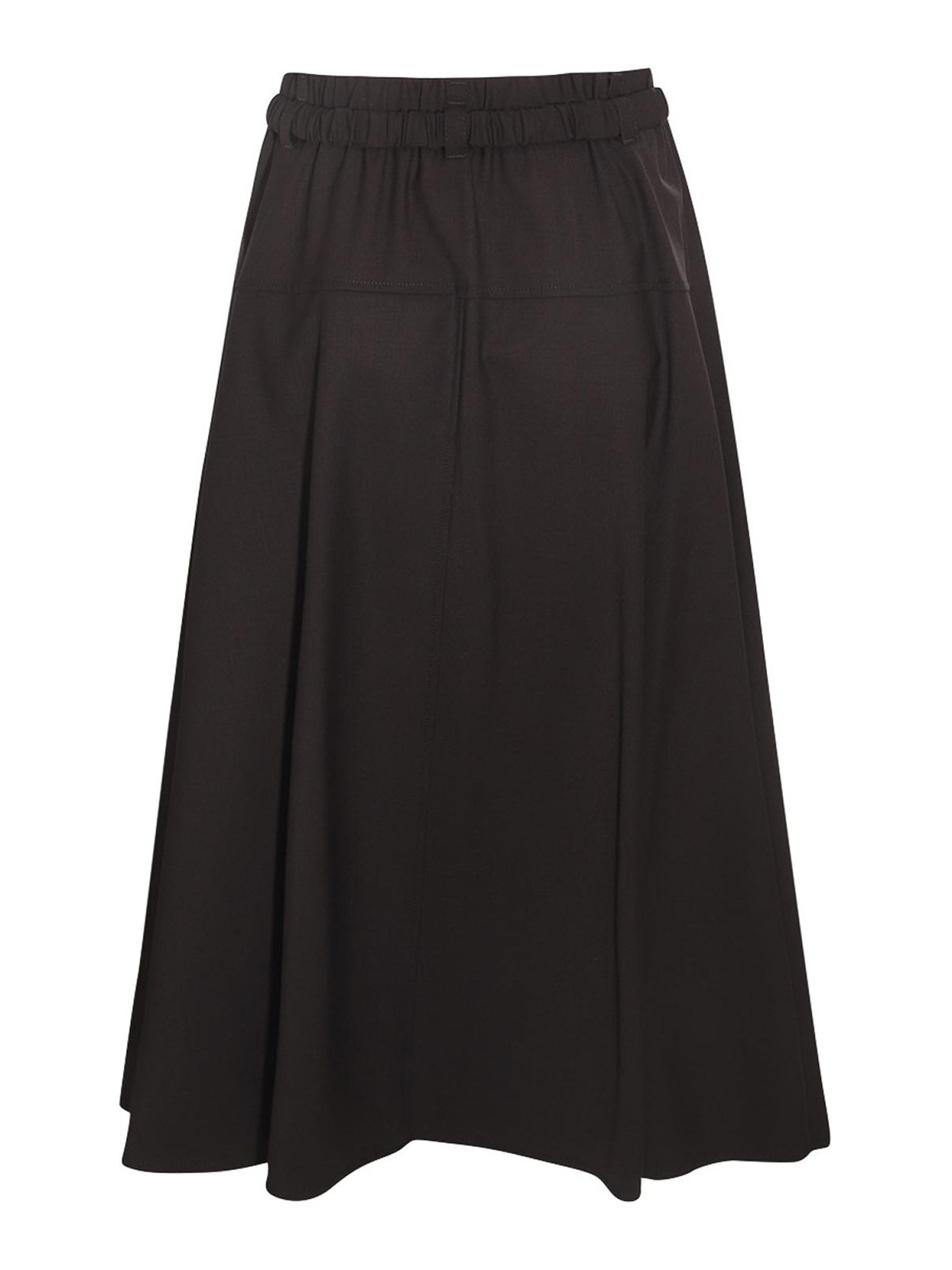 Brunello Cucinelli Black virgin wool blend midi skirt