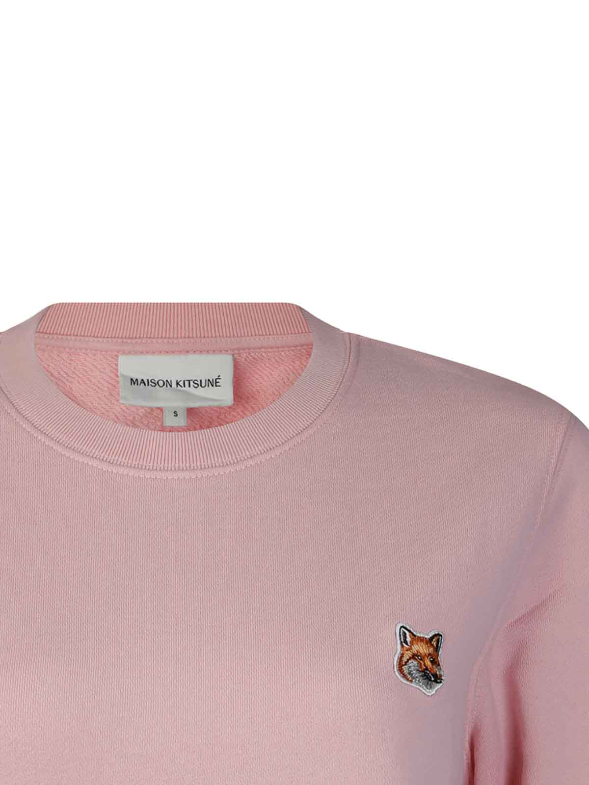 Maison Kitsuné Pink cotton fox head sweatshirt|LW00302KM0001P603