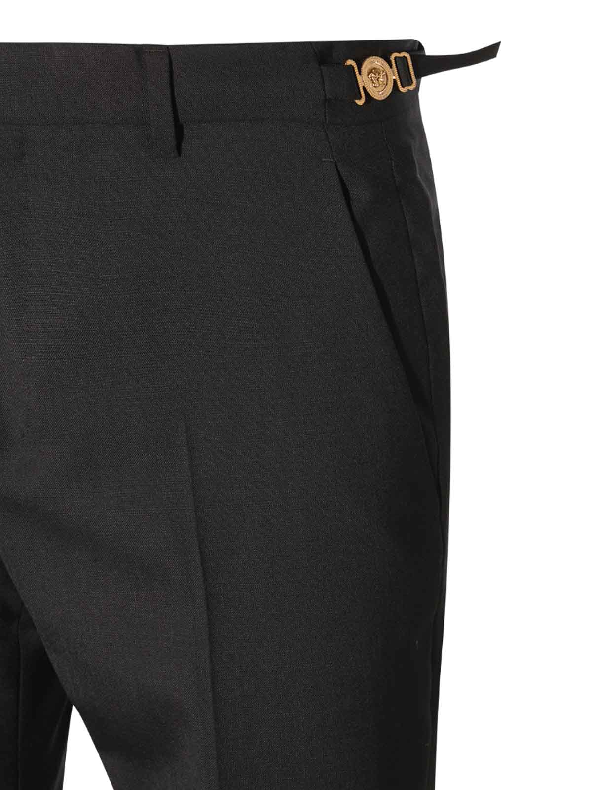 Shop Versace Black Wool Trousers
