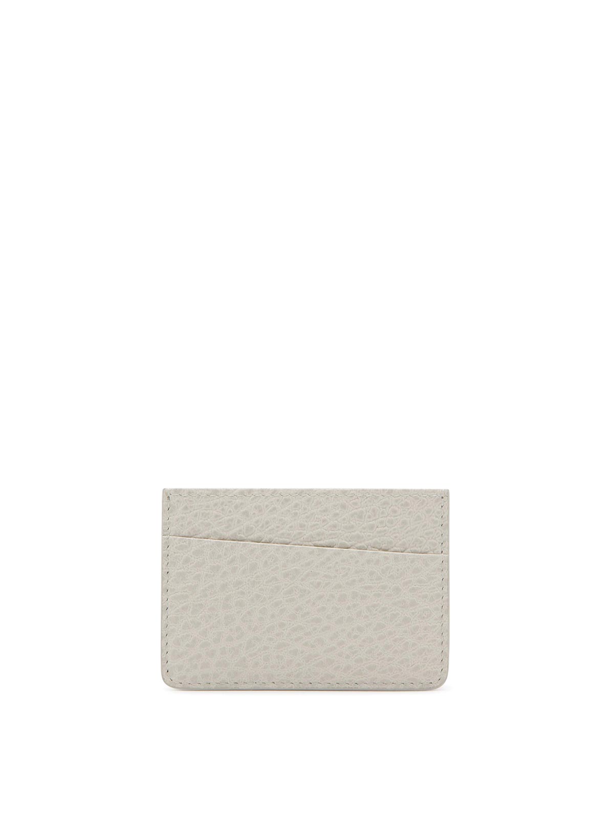 Shop Maison Margiela Greige Leather Card Holder In Beige