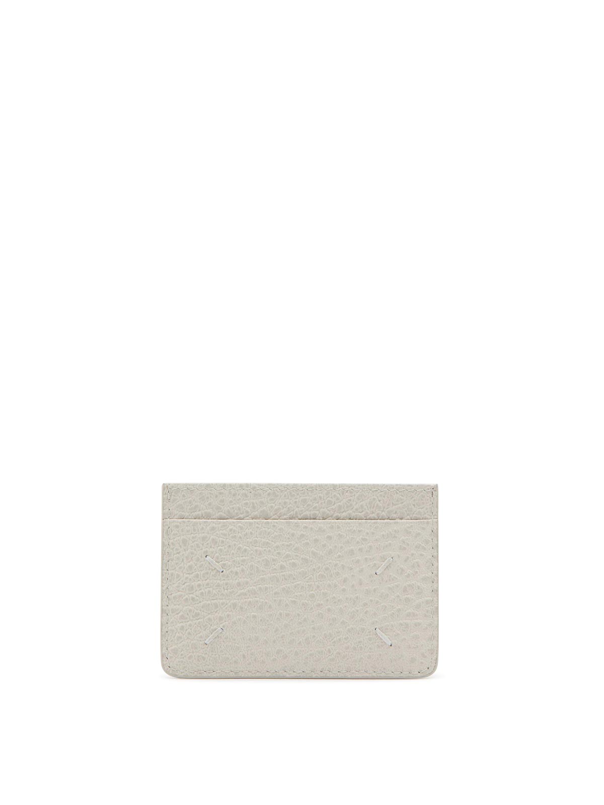 Shop Maison Margiela Greige Leather Card Holder In Beige