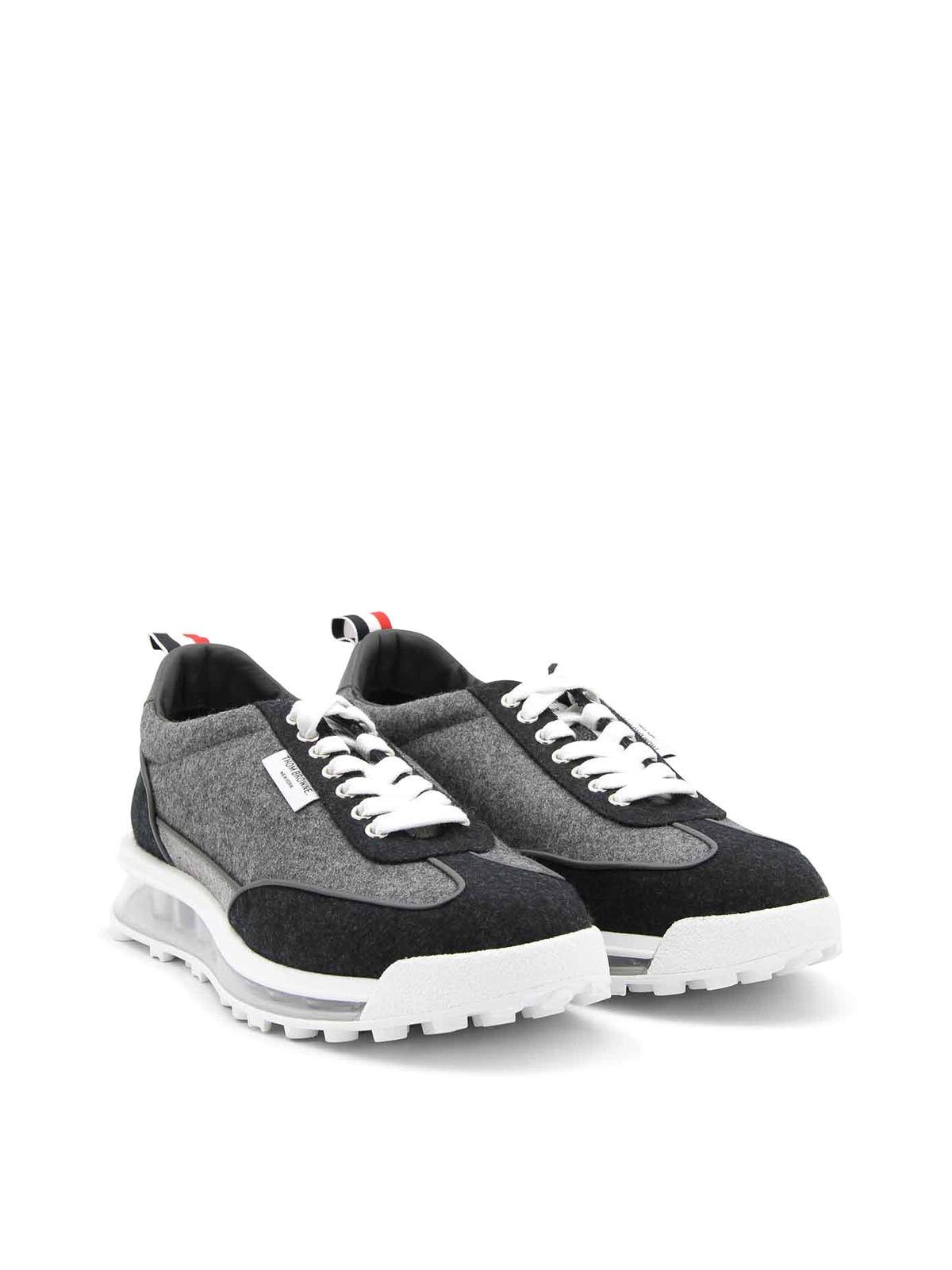 スニーカー THOM BROWNE Men Sneakers Grey MFD261AF0057 035 Thom Browne Outlet: Tech Runner sneakers in wool felt - Grey