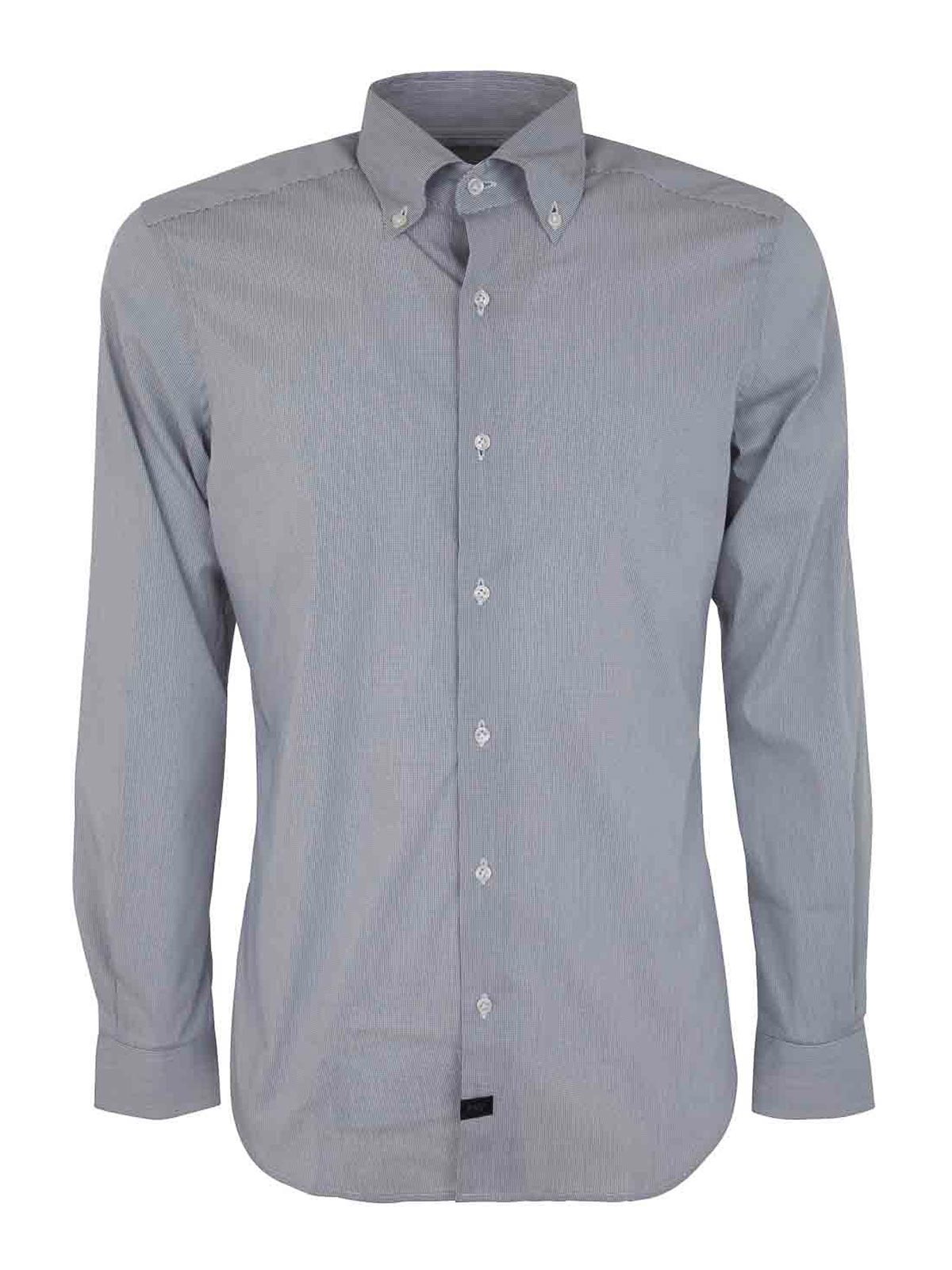 Fay Microchecked Button-down In Blue