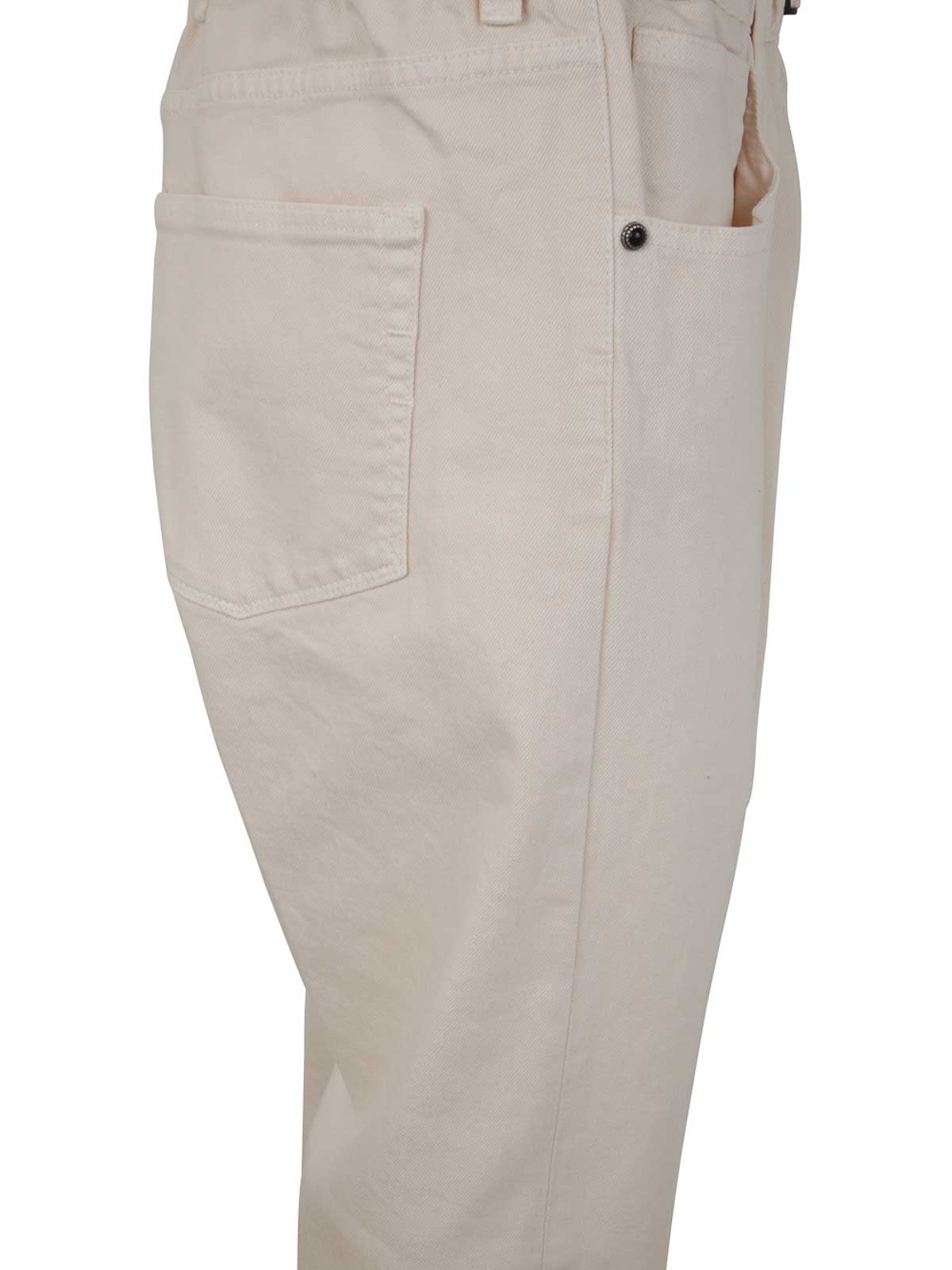 Shop White Sand Trousers With Coulisse In Brown