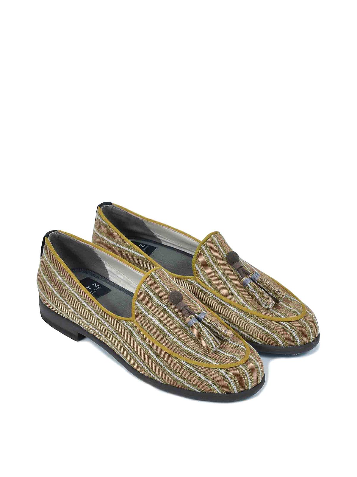 Shop Dotz Fabric Moccasin In Gold