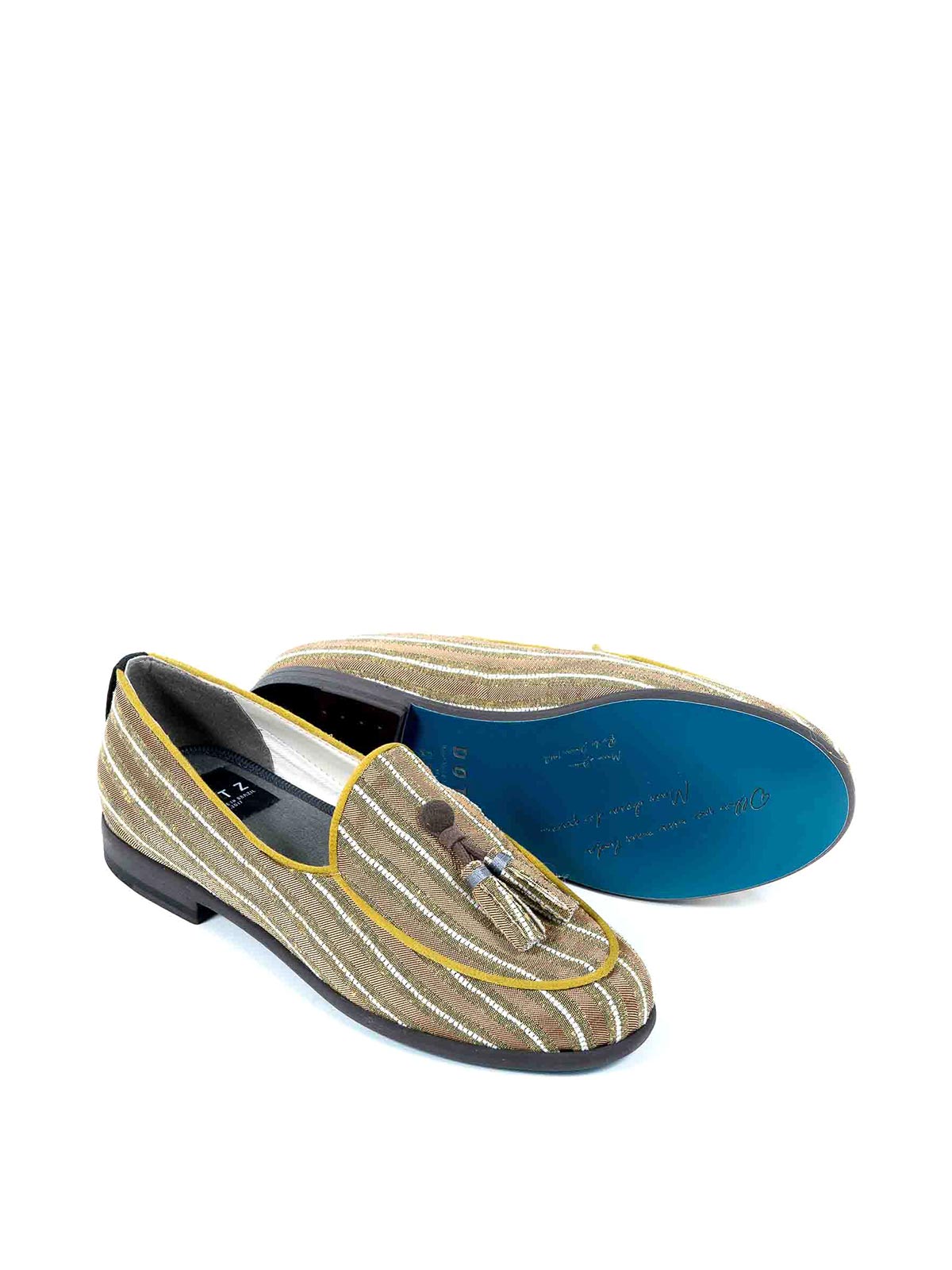 Shop Dotz Fabric Moccasin In Gold