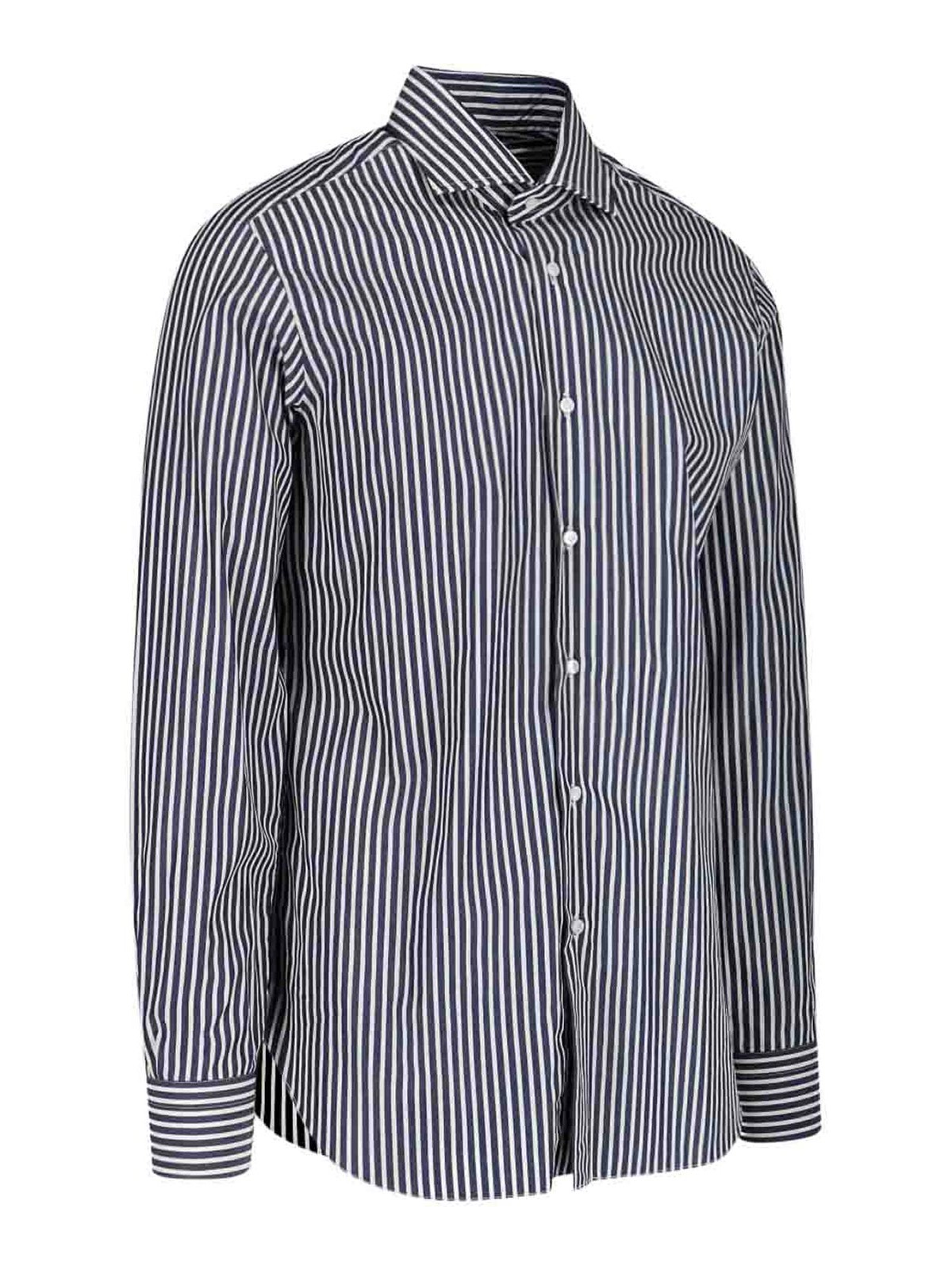 Shop Barba Striped Shirt In Blue