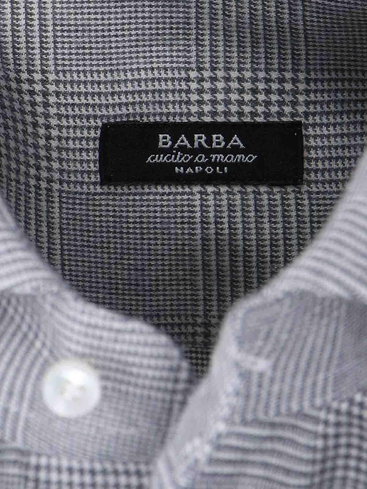 Shop Barba Houndstooth Shirt In Grey