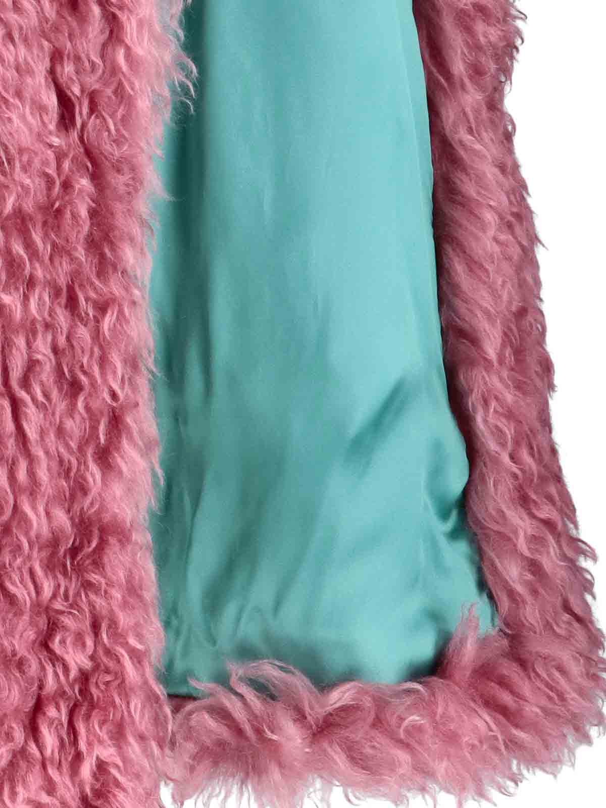 Shop Becagli Fur Effect Coat In Nude & Neutrals