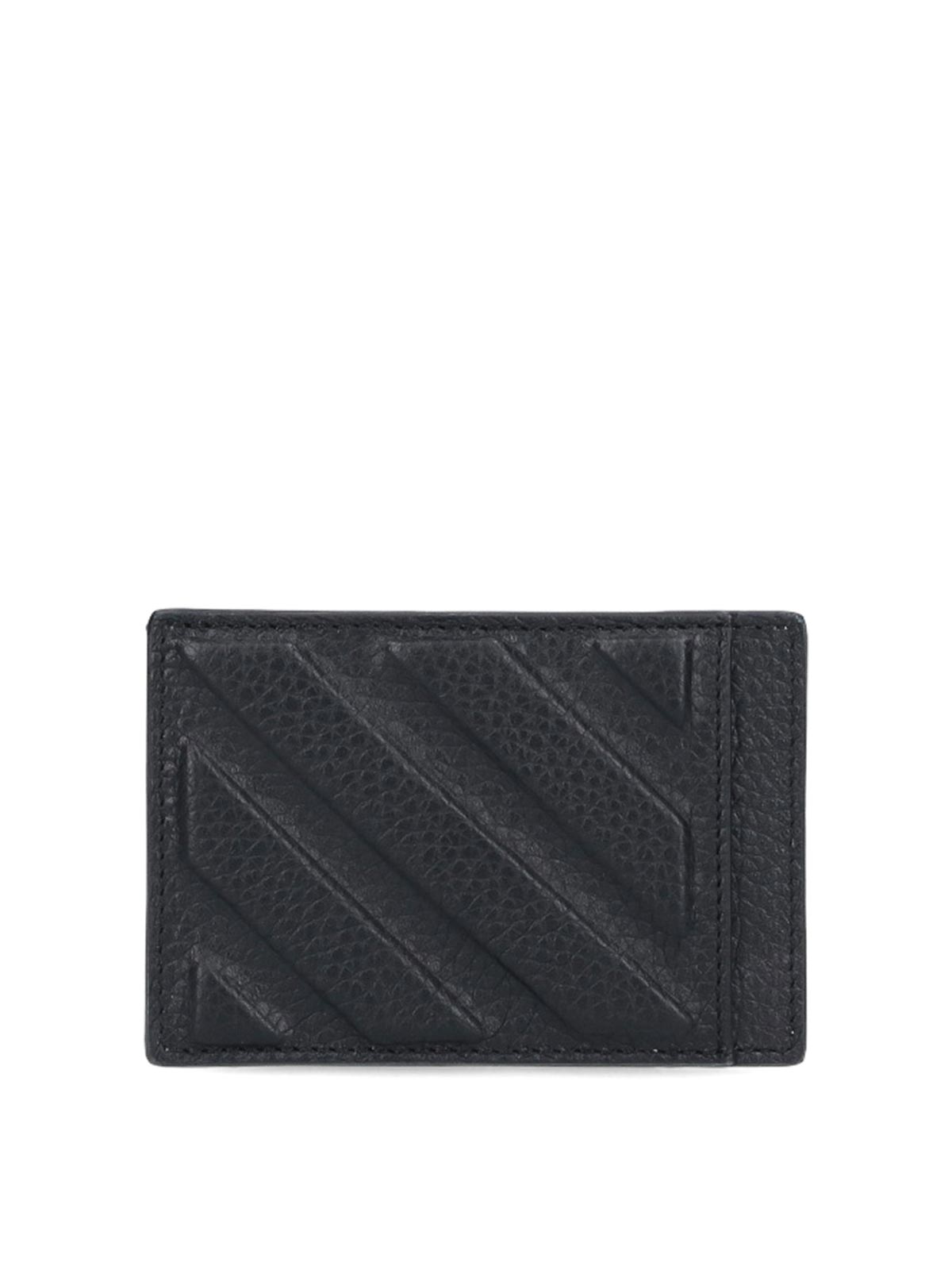 Shop Off-white Leather Card Holder In Black