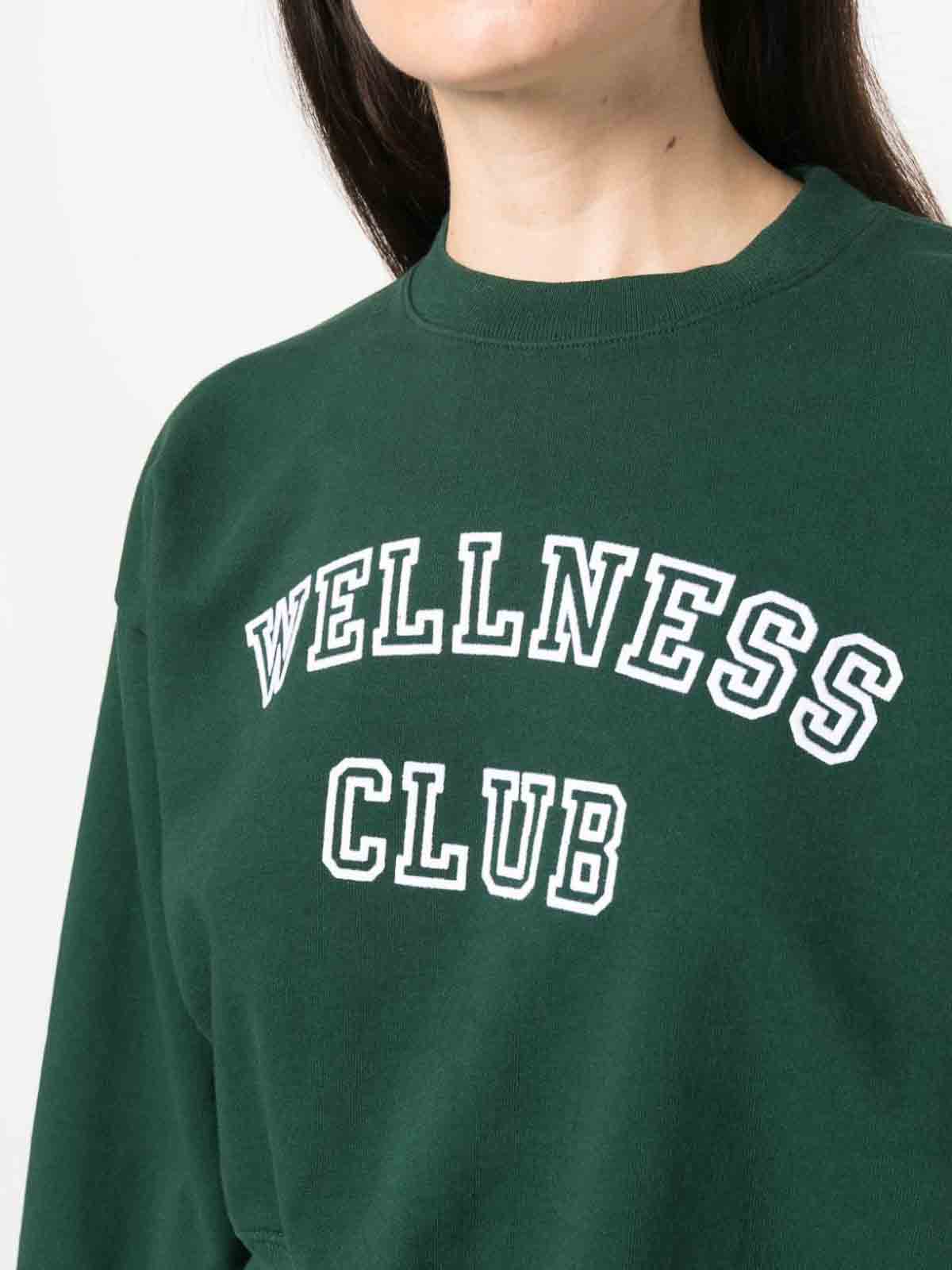 Shop Sporty And Rich Wellness Club Cropped Cotton Sweatshirt In Green