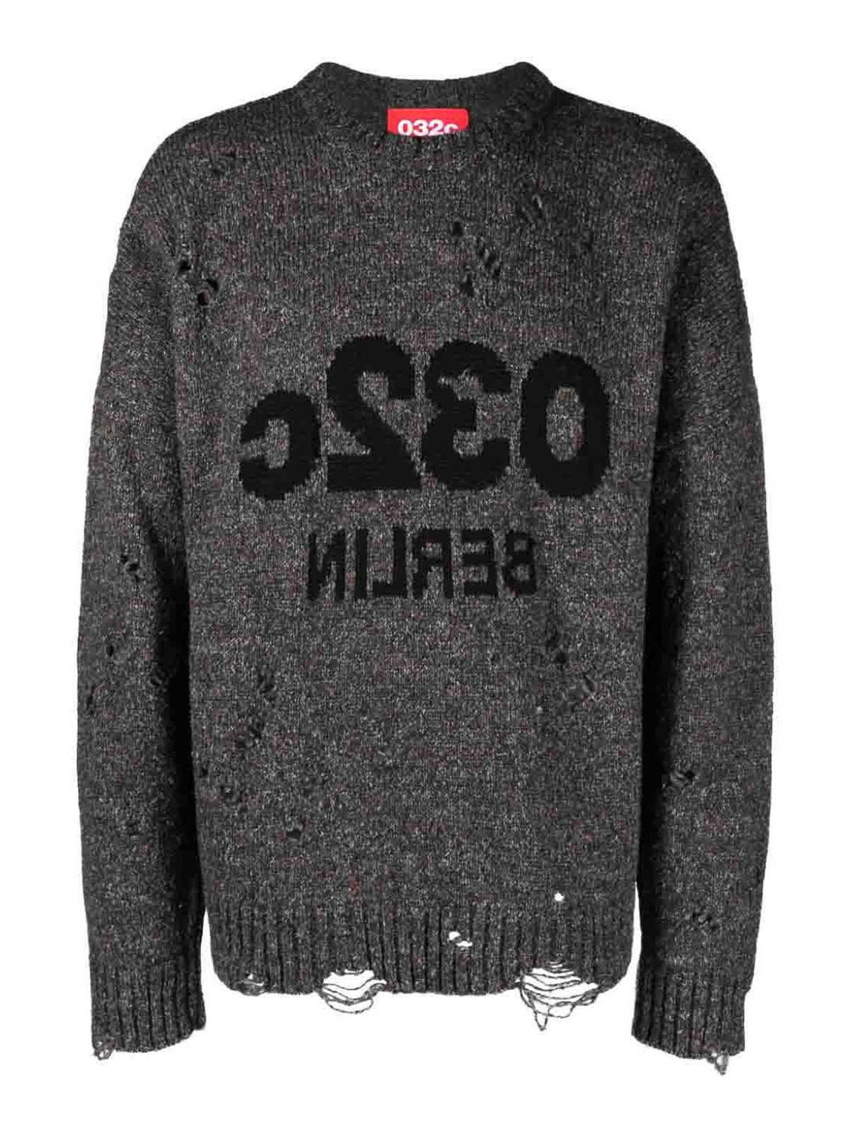 032c Logo Wool Blend Sweater In Grey
