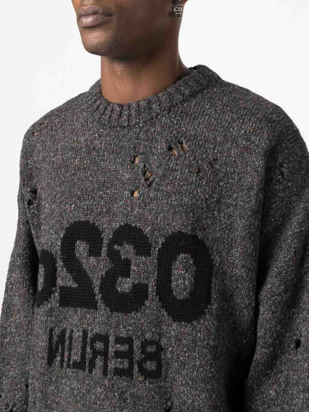 Shop 032c Logo Wool Blend Sweater In Grey