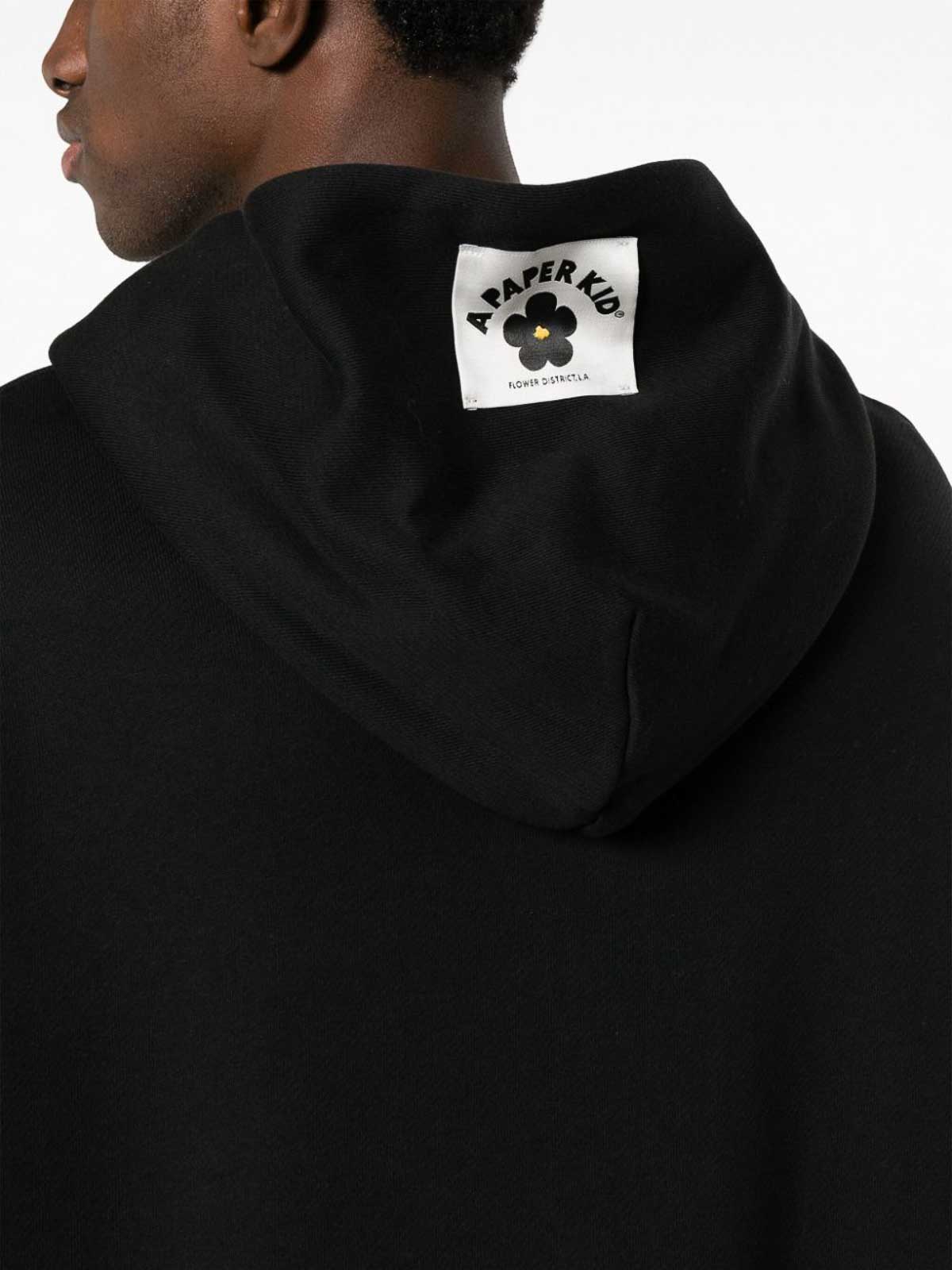 Shop A Paper Kid Logo Cotton Hoodie In Black