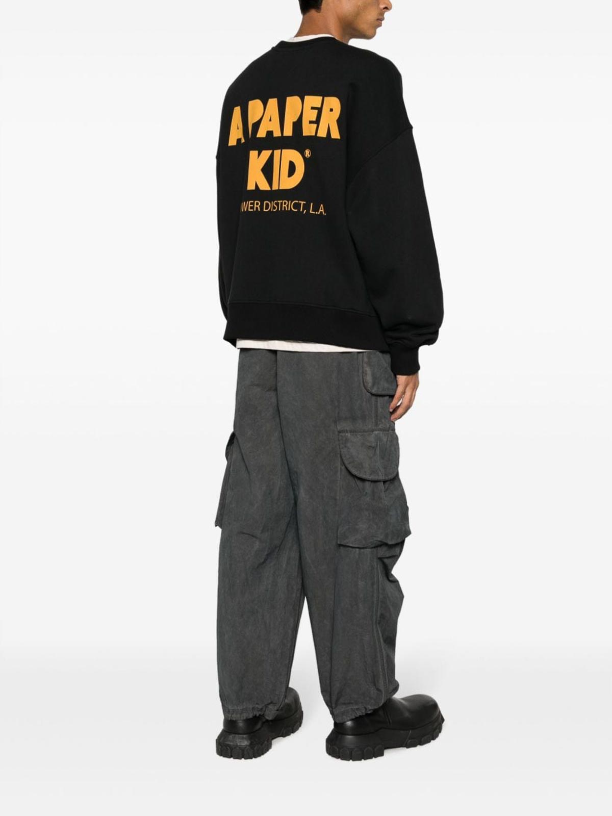 Shop A Paper Kid Cotton Crewneck Sweatshirt In Black