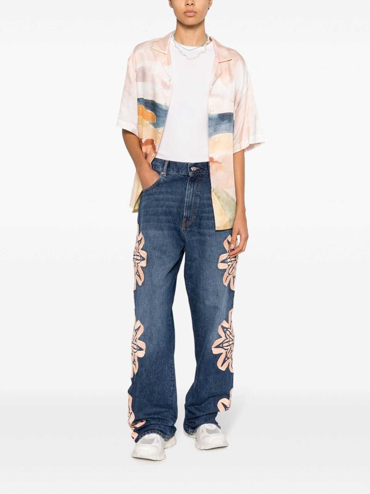 【BLUEMARBLE】Embroidered bootcut denim pants Blue BLUE Bluemarble Embroidered bootcut denim jeans - Blue