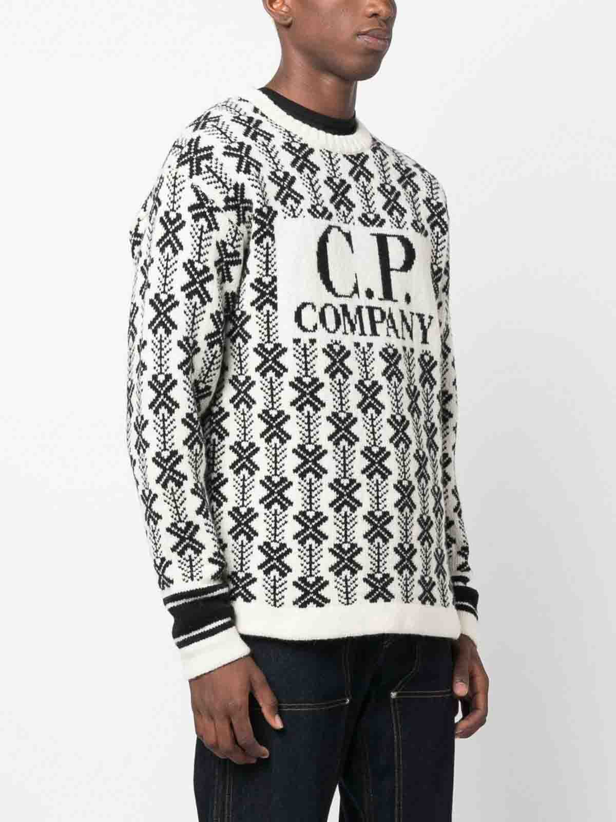 C.P. Company Logo wool sweater White Men 15CMKN234A006633JV01