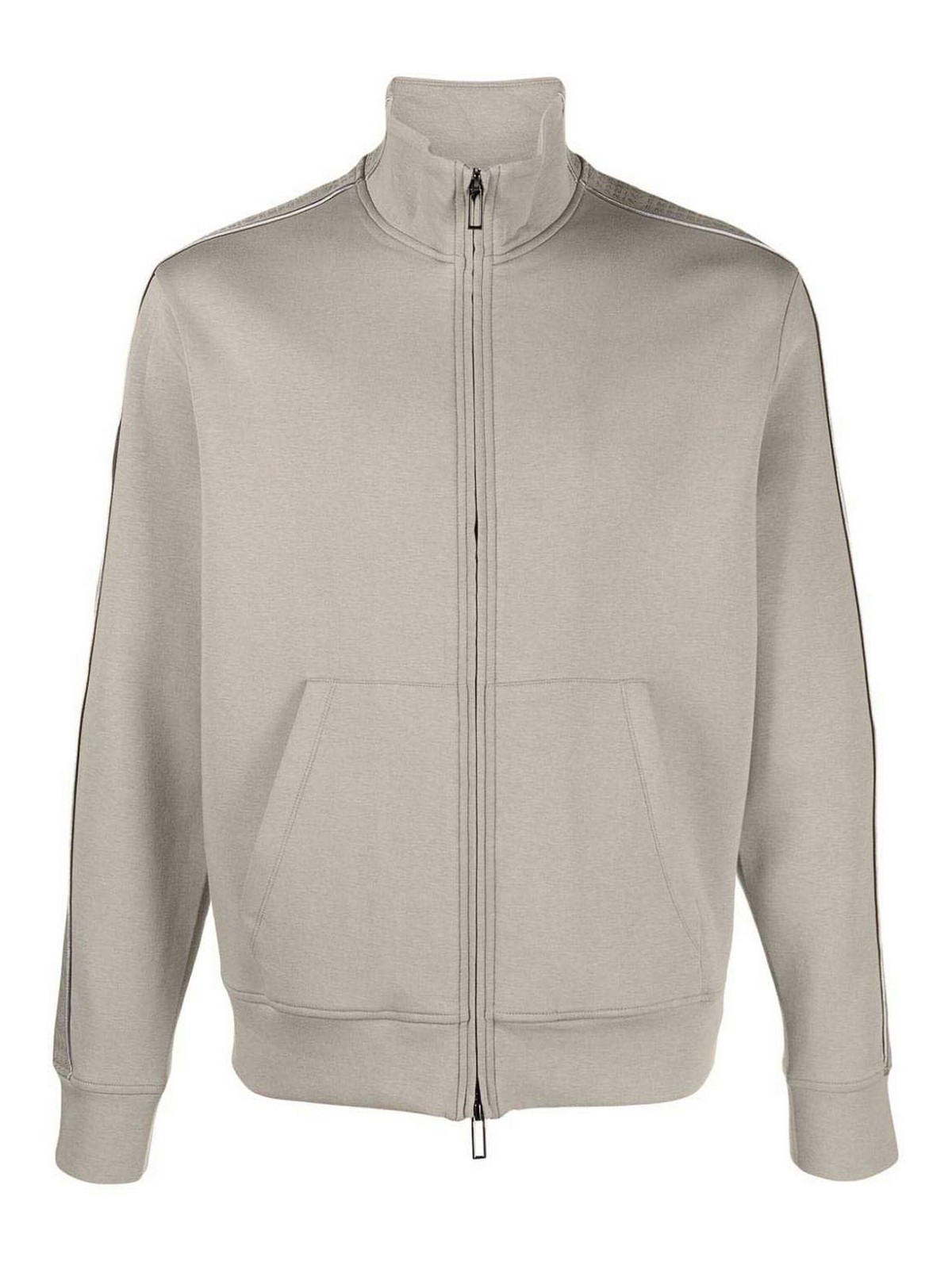 Emporio Armani Cotton Zipped Sweatshirt In Grey