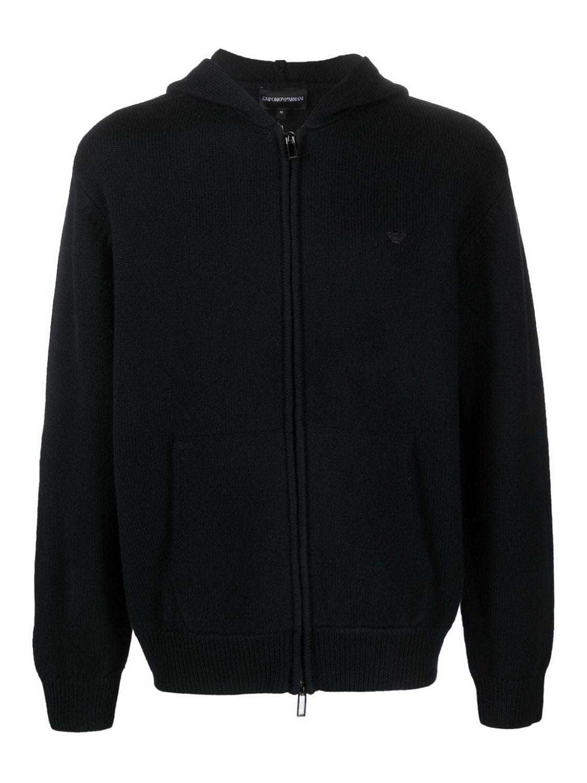 Emporio Armani Logo wool hoodie - Blue - Men|6R1MX61MNAZ0920