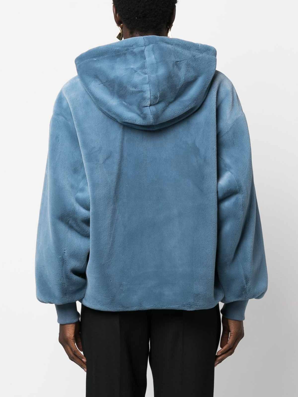 Emporio Armani Faux-fur hooded jacket - Blue|H4NB1DE9917017