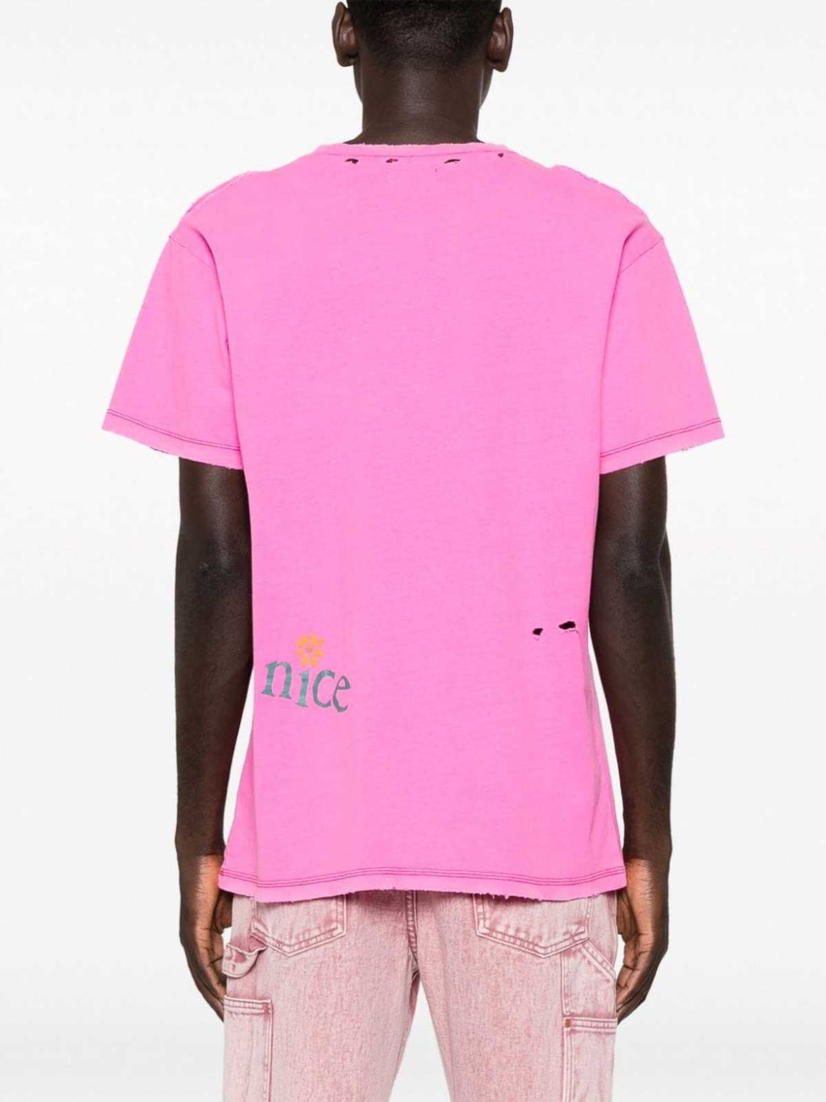 Shop Erl Venice Cotton And Linen Blend T-shirt In Nude & Neutrals