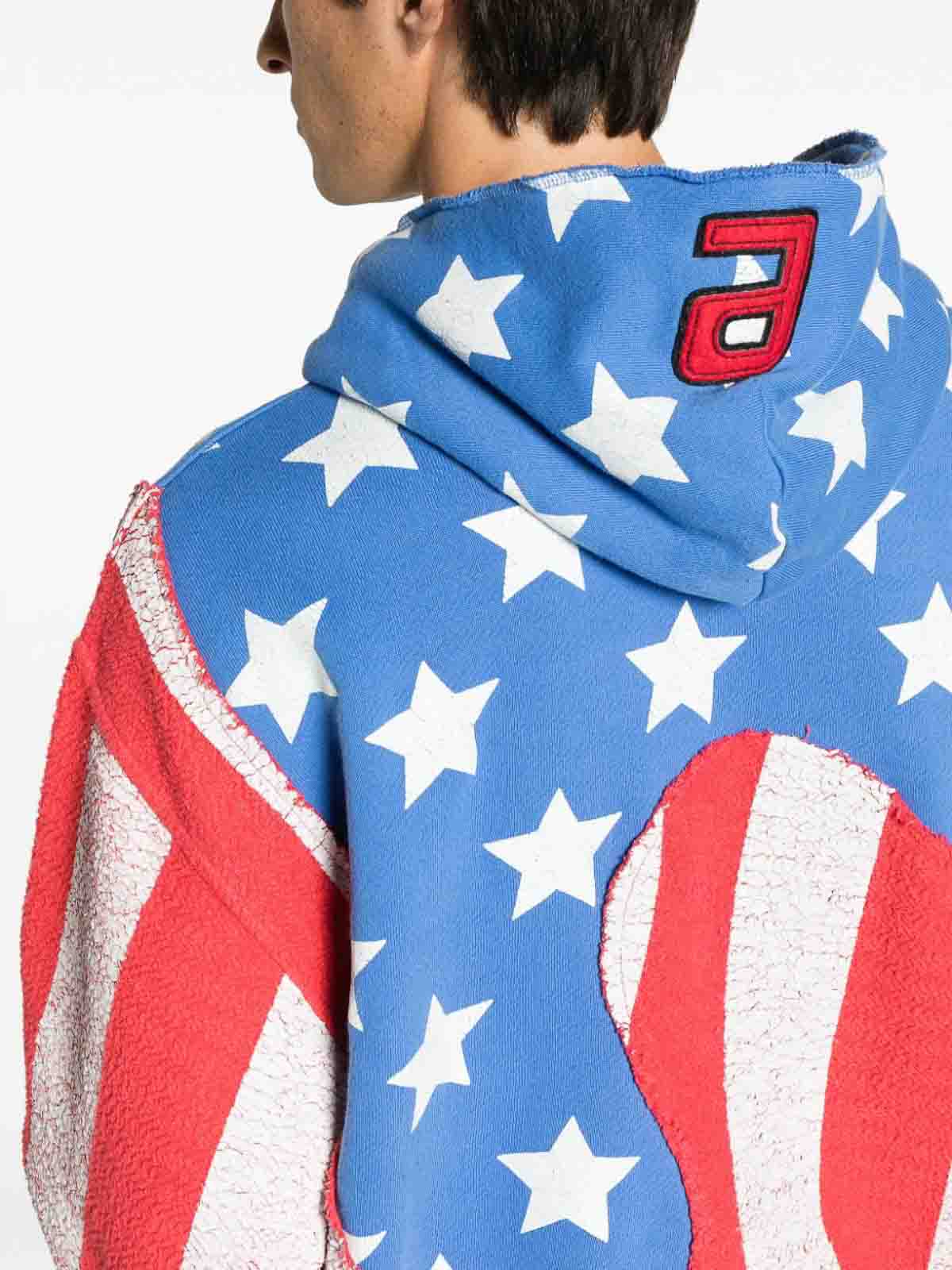 ERL Star and stripes swirl cotton hoodie - Blue | ERL07T022BLUE