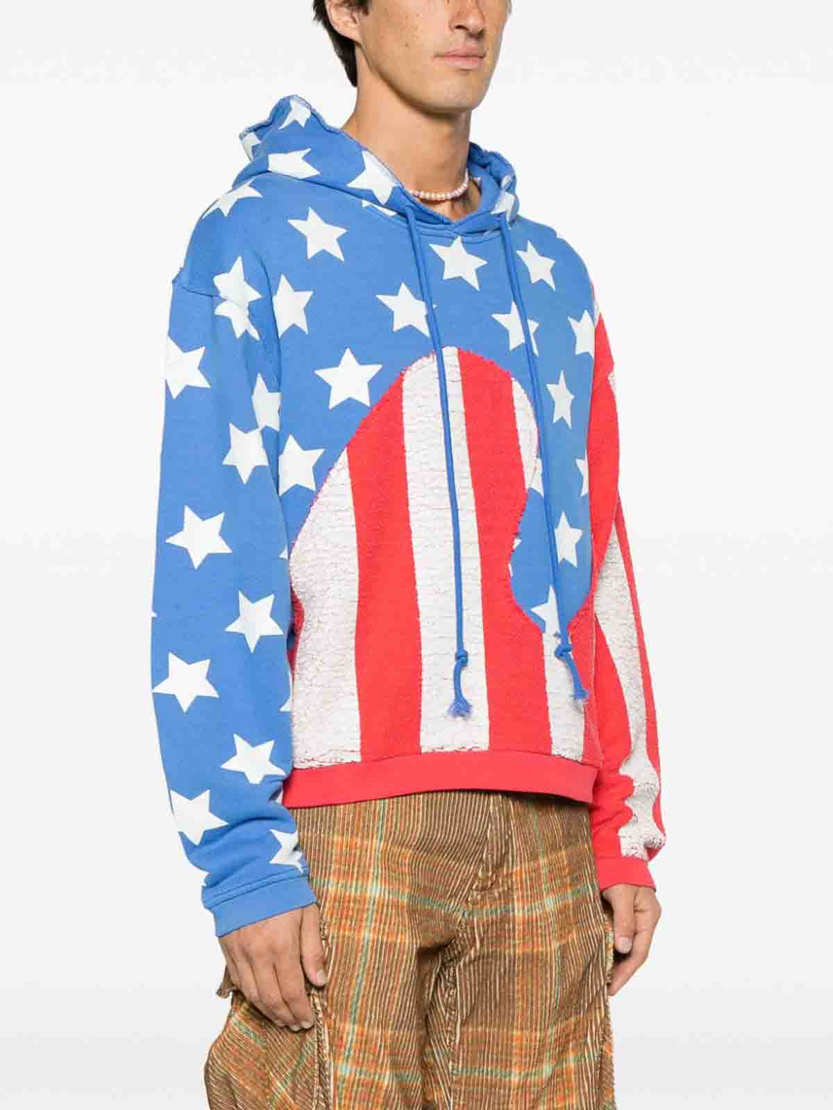 ERL Star and stripes swirl cotton hoodie - Blue | ERL07T022BLUE