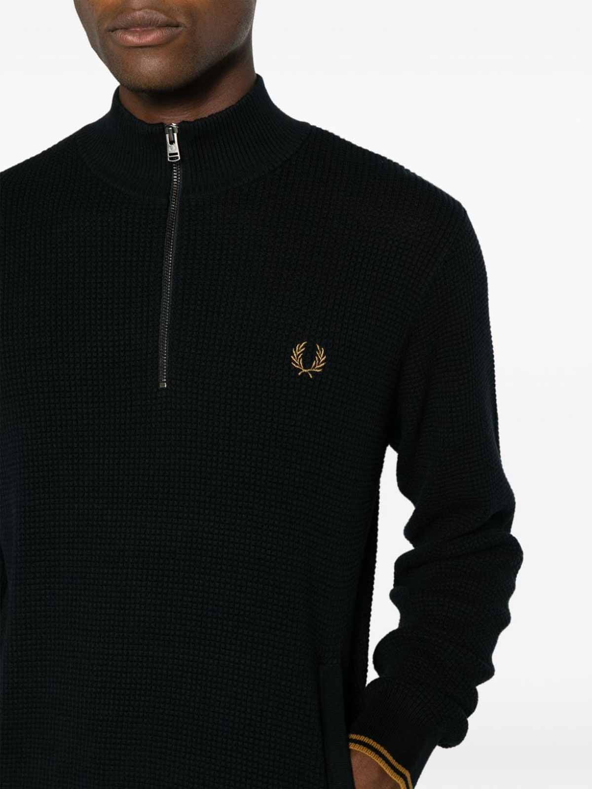 Fred Perry Half zip cotton jumper Blue Men K6510608