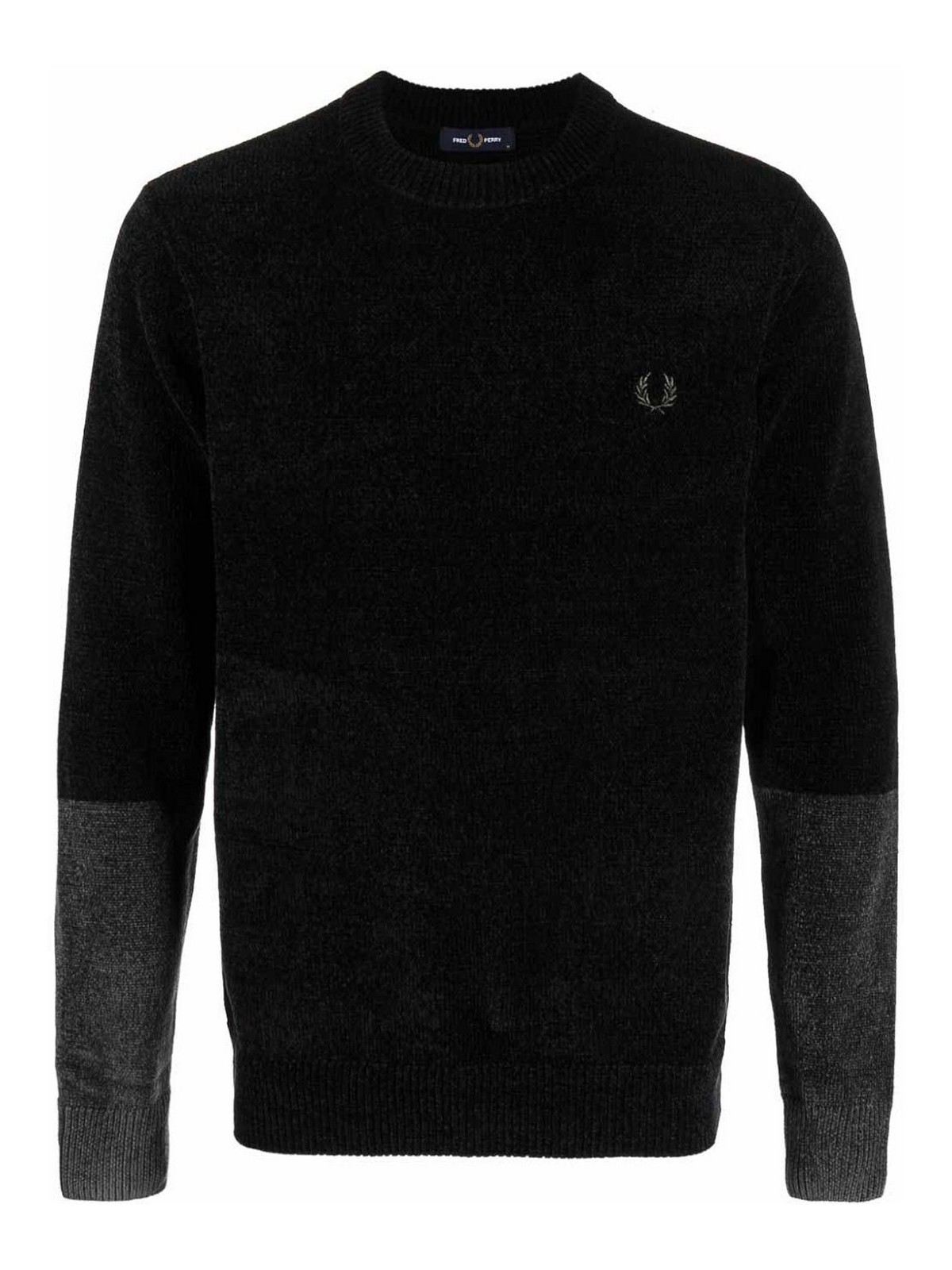 Fred Perry Chenille Colorblock Jumper In Black