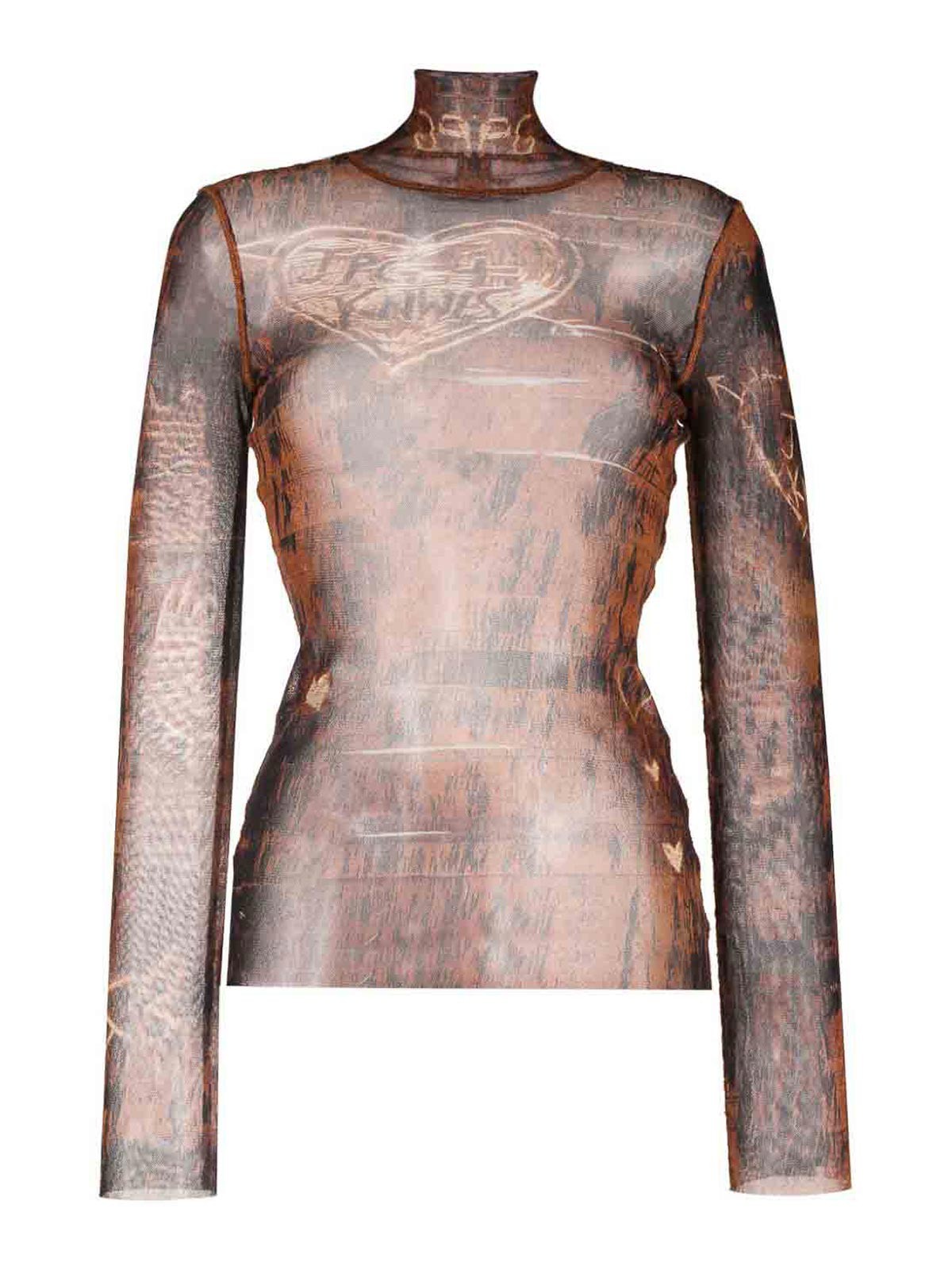 Jean Paul Gaultier Printed long sleeve top - Brown|TO093T5346003