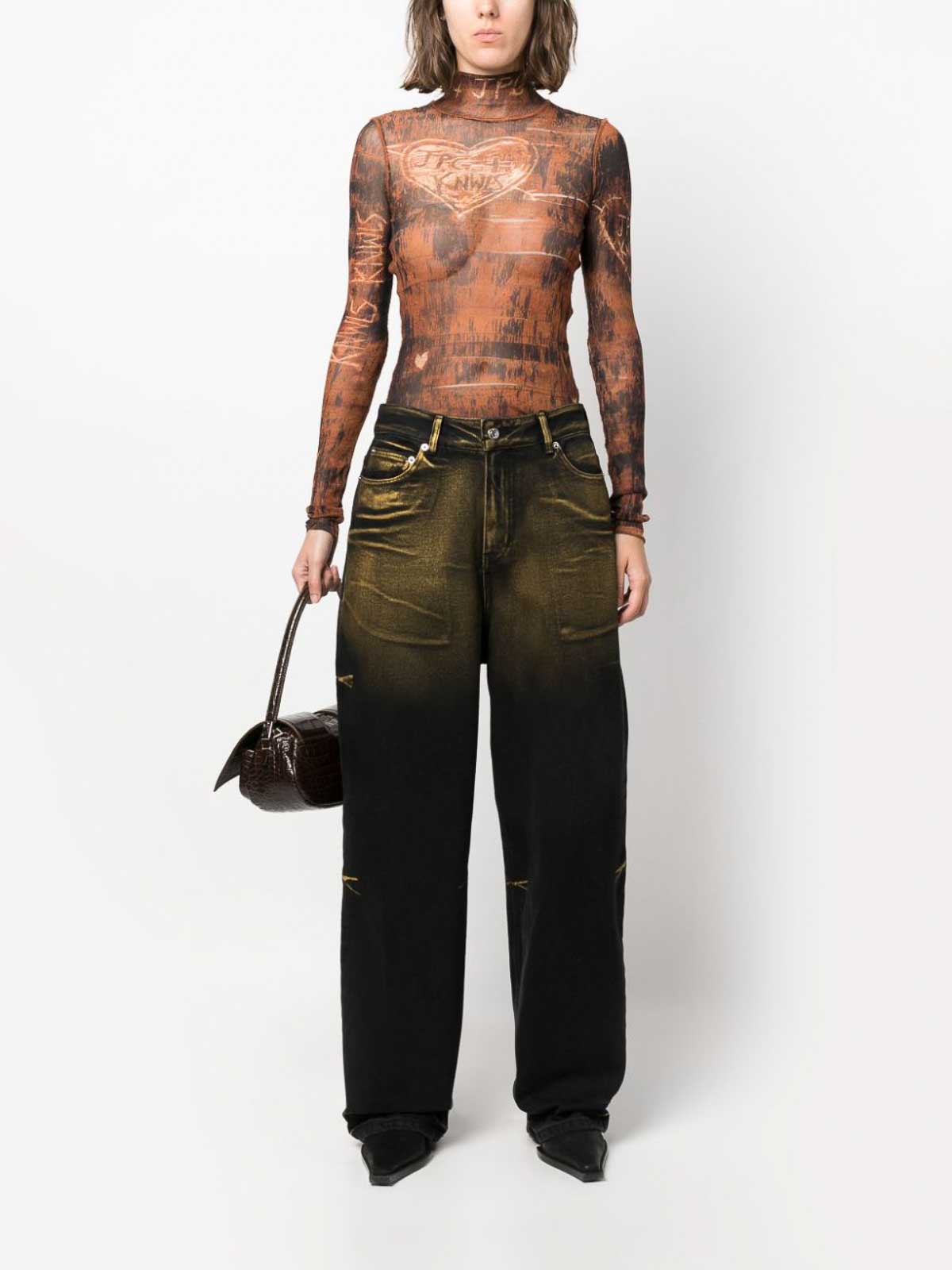 Jean Paul Gaultier Printed long sleeve top - Brown|TO093T5346003