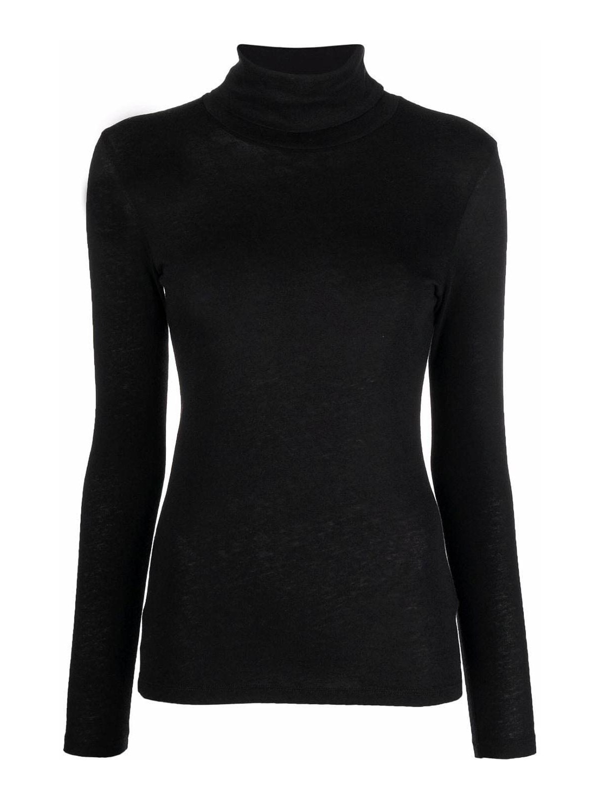 Majestic Cotton And Cashmere Blend Turtleneck Sweater In Black