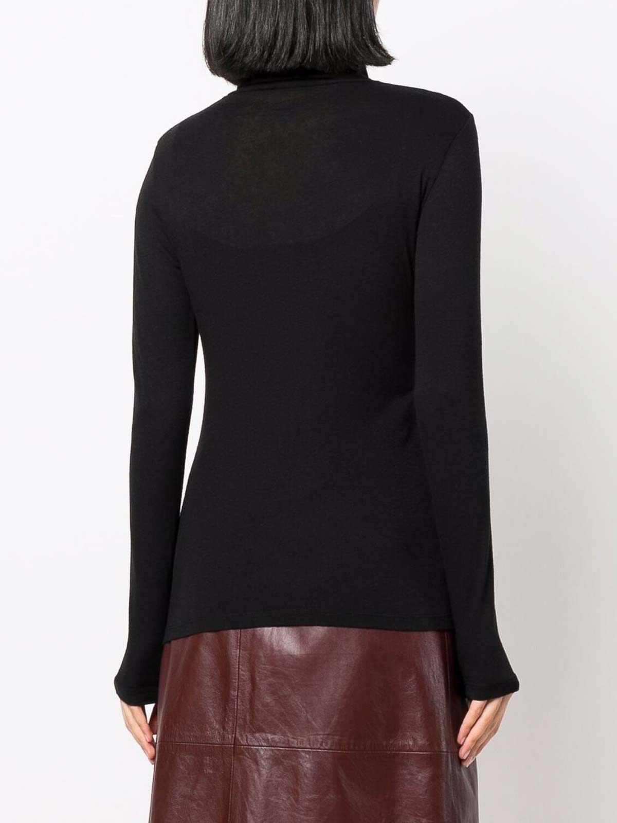 Shop Majestic Cotton And Cashmere Blend Turtleneck Sweater In Black