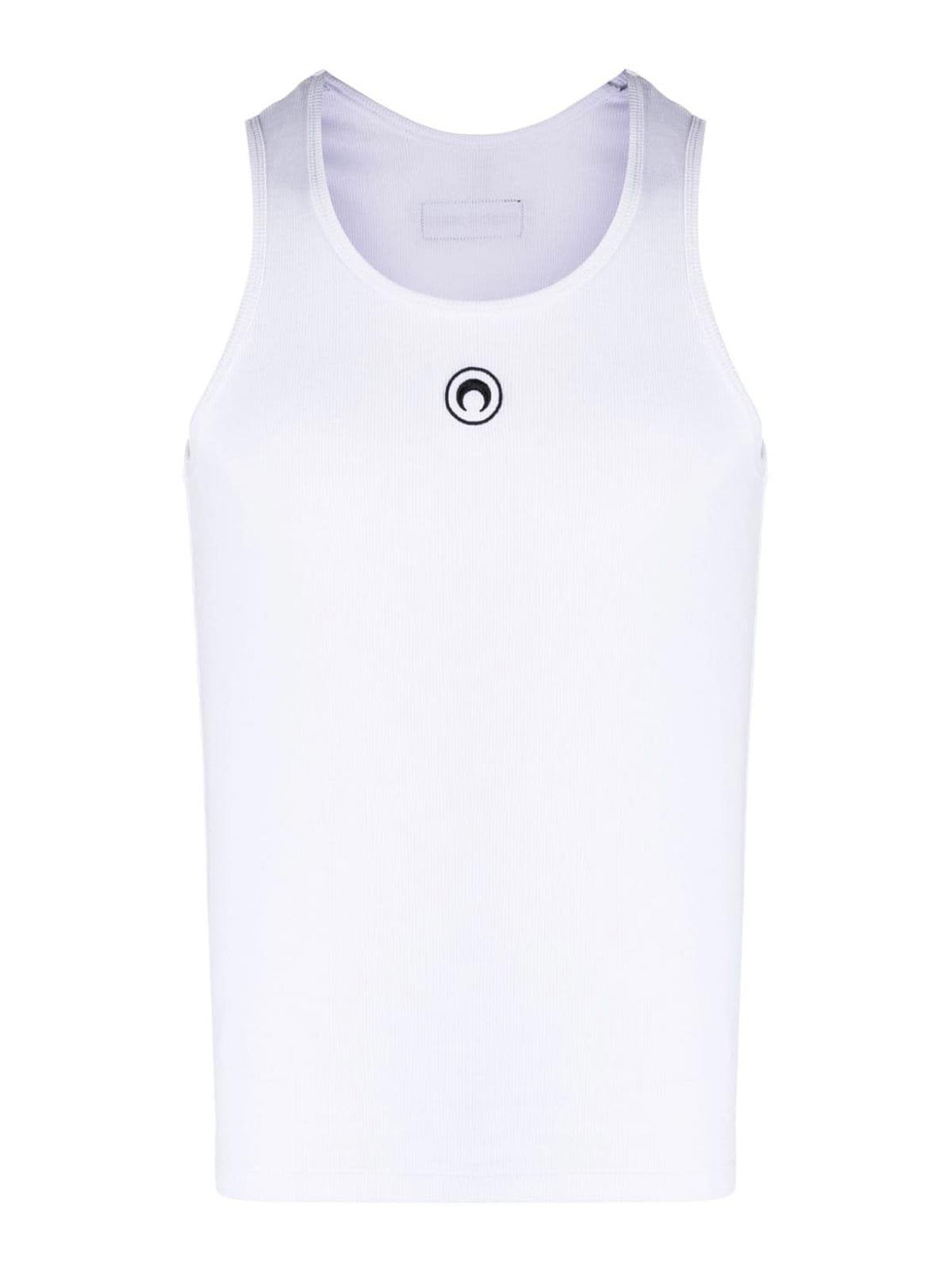 Marine Serre Logo ribbed organic cotton tank top|MTO074CJER0011WH10