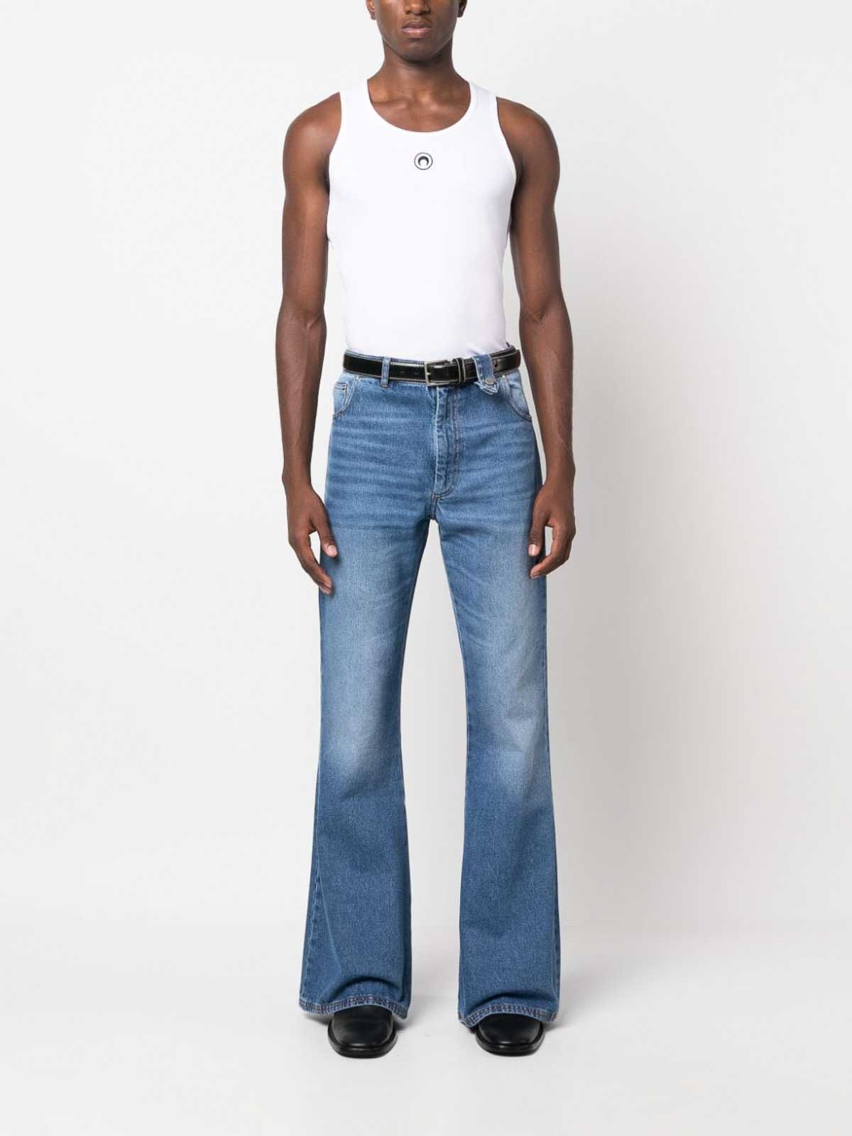 Marine Serre Logo ribbed organic cotton tank top|MTO074CJER0011WH10