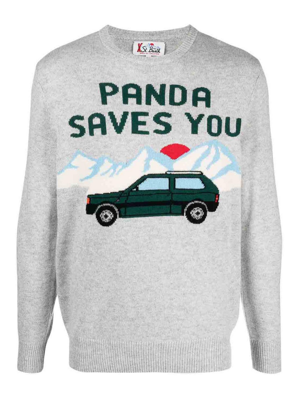Mc2 Saint Barth Panda Save Embroidery Sweater In Grey