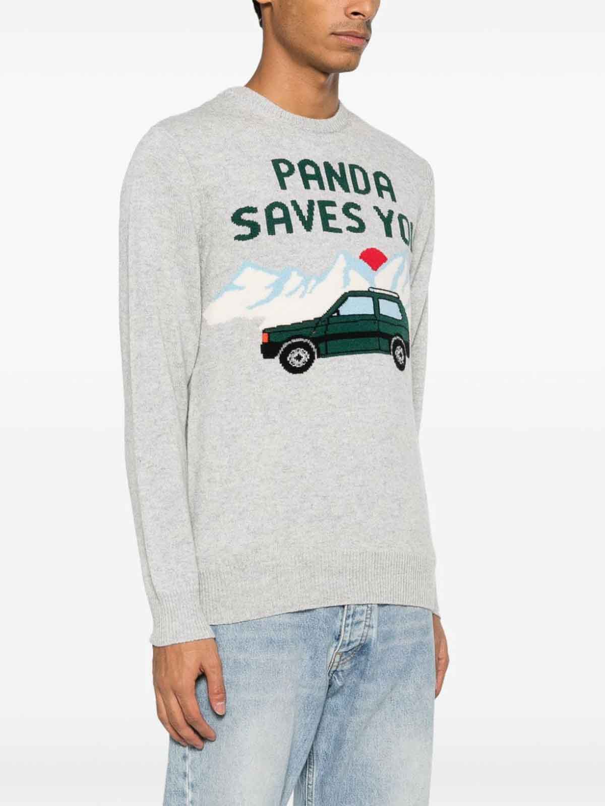 Shop Mc2 Saint Barth Panda Save Embroidery Sweater In Grey