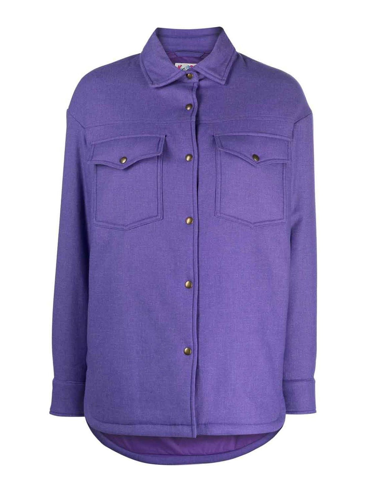 Shop Mc2 Saint Barth Logo Strass Wool Overshirt In Purple
