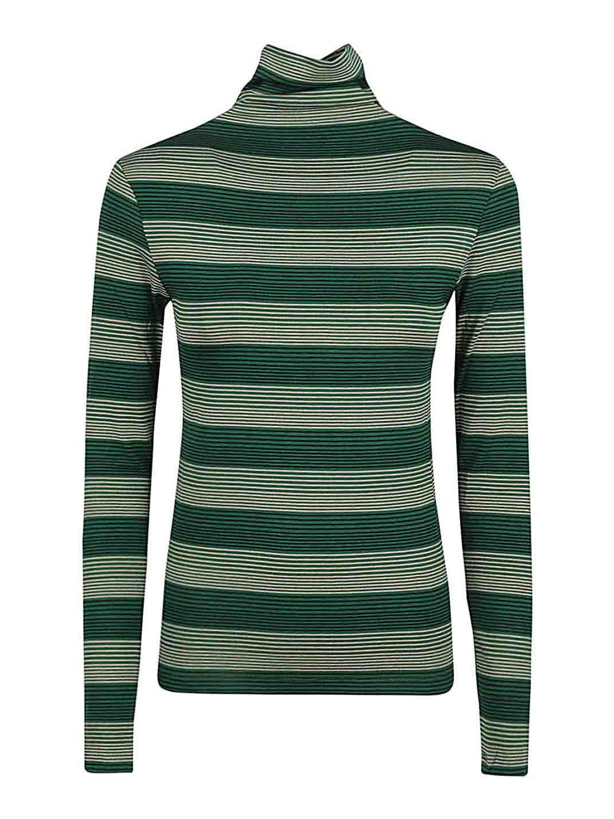 Niū Striped Turtleneck Sweater In Green