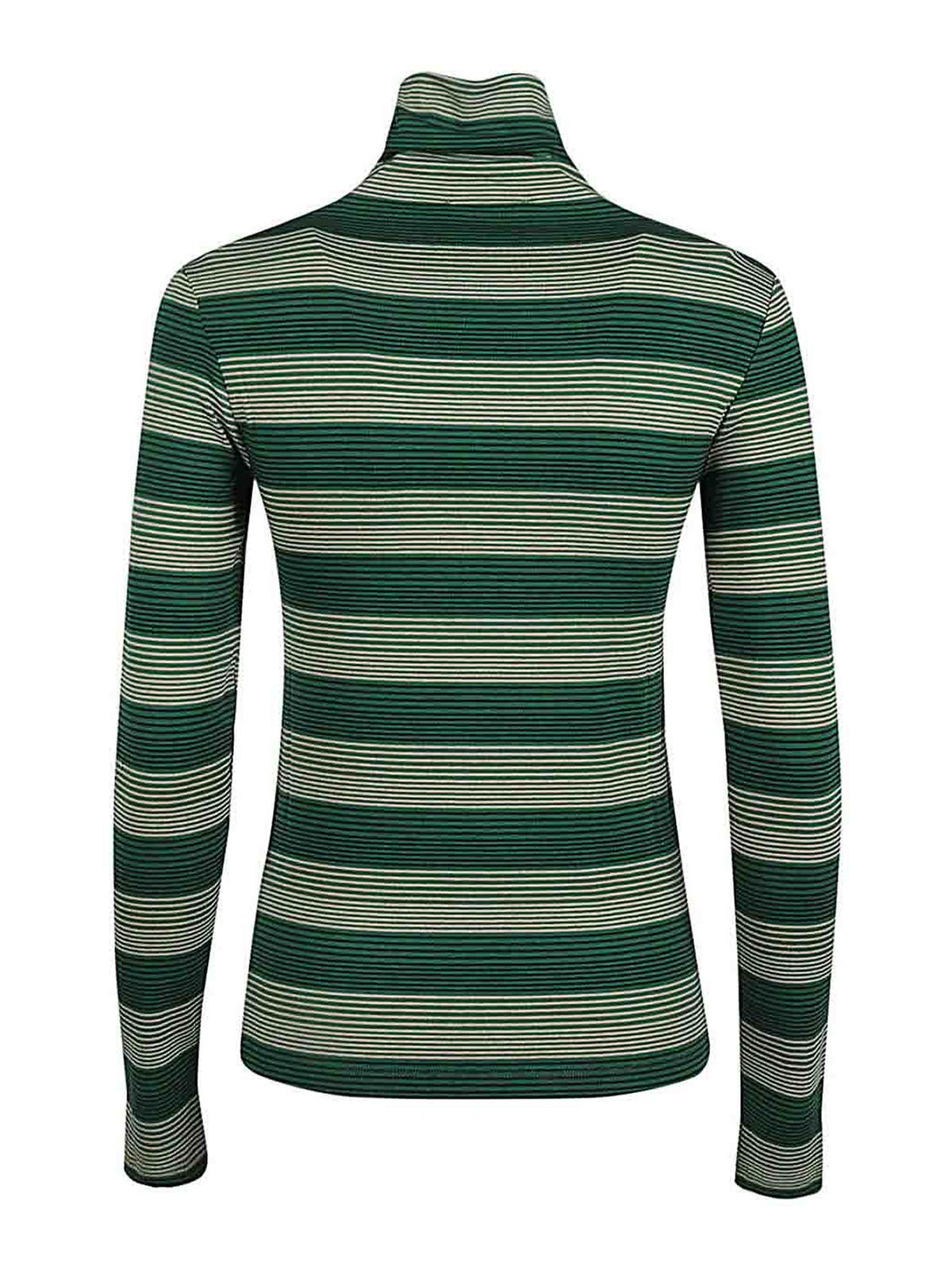 Shop Niū Striped Turtleneck Sweater In Green