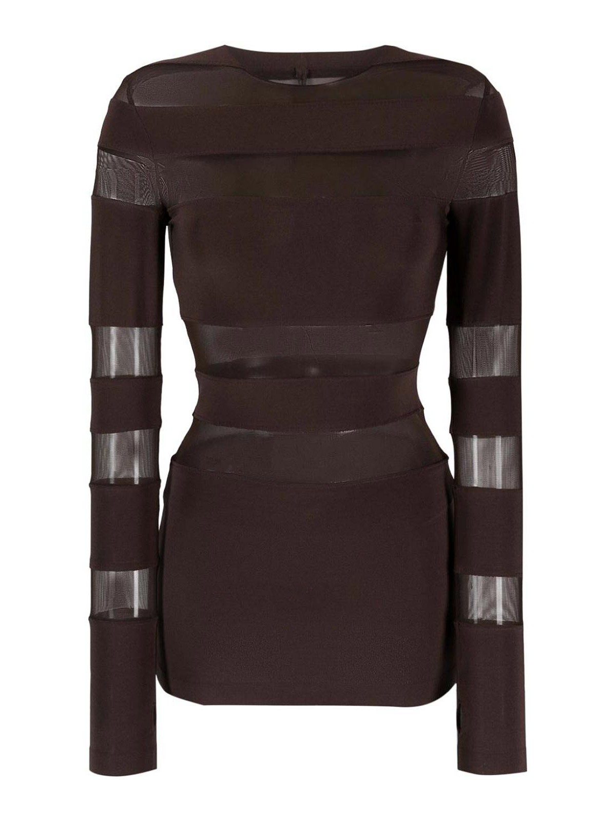 sheer panelled long sleeve mini dress in brown Lukea Long Sleeve Mini Dress | Brown | Womens