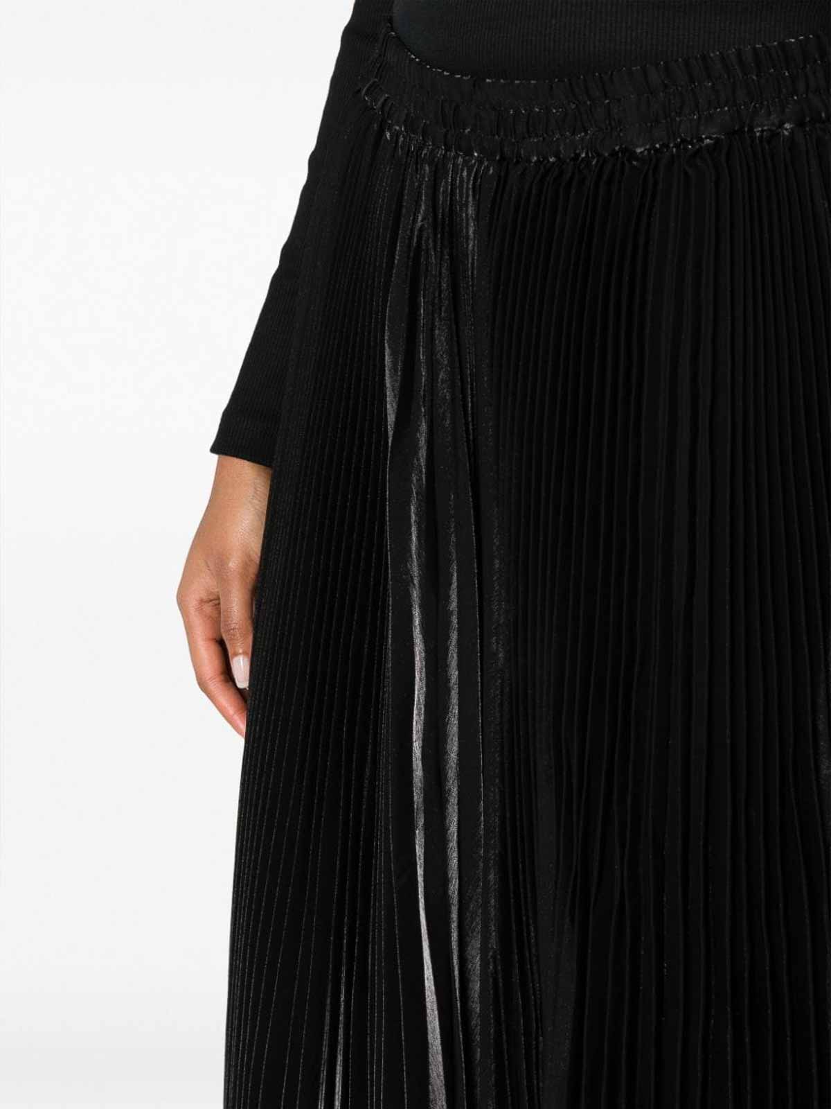 Shop P.a.r.o.s.h Pleated Organza Long Skirt In Black