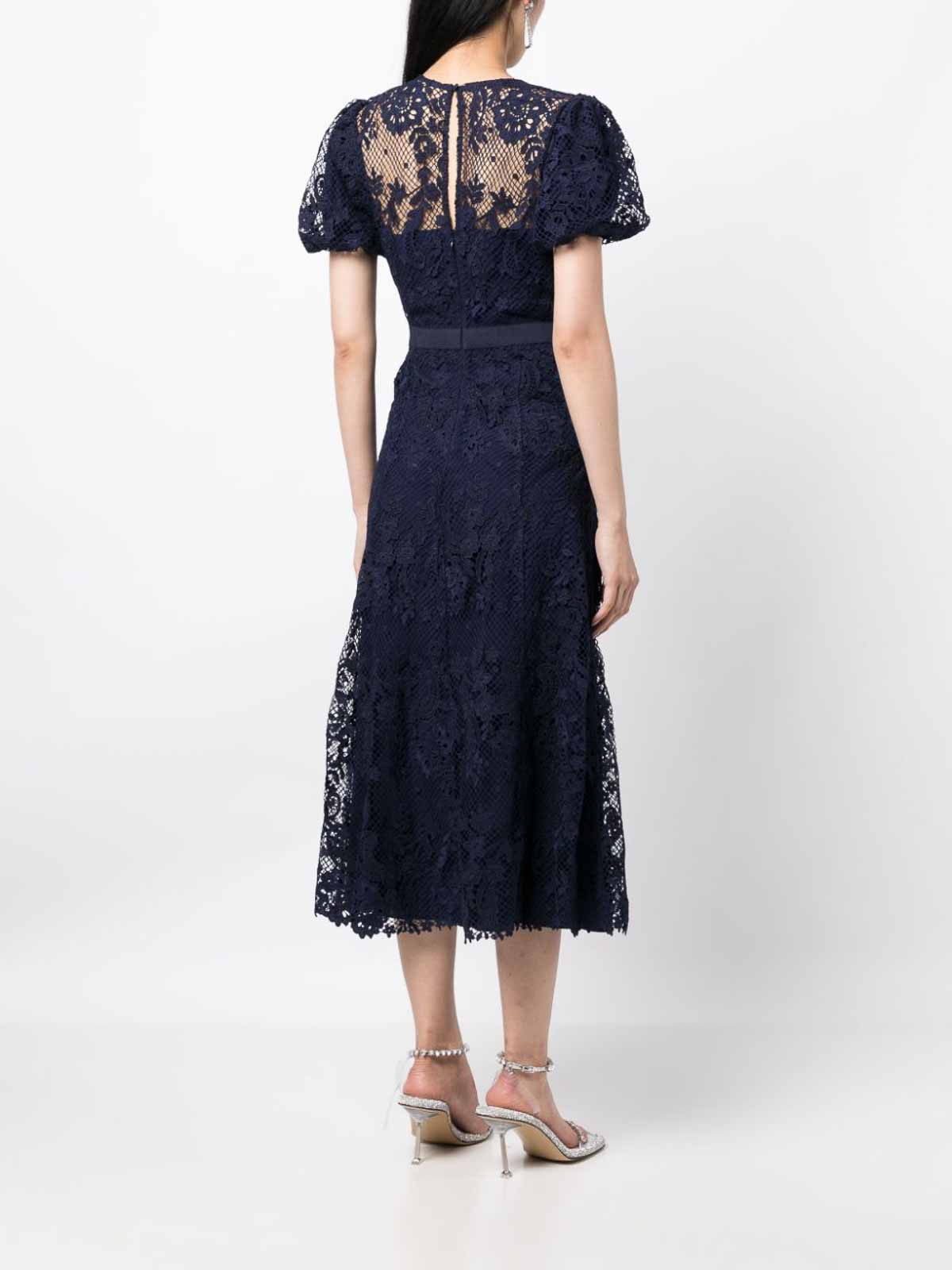 Abiti al ginocchio Self Portrait - Vestito midi in pizzo - AW23099MBNAVY
