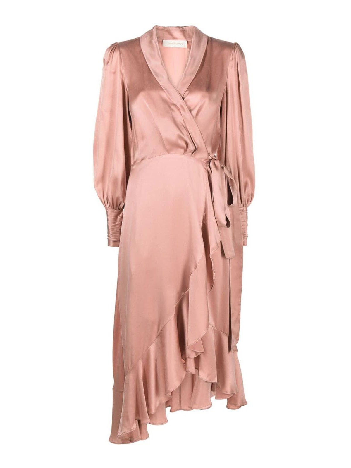 knee length dresses for ladies Zimmermann Silk Wrap Midi Dress Cream main image 1
