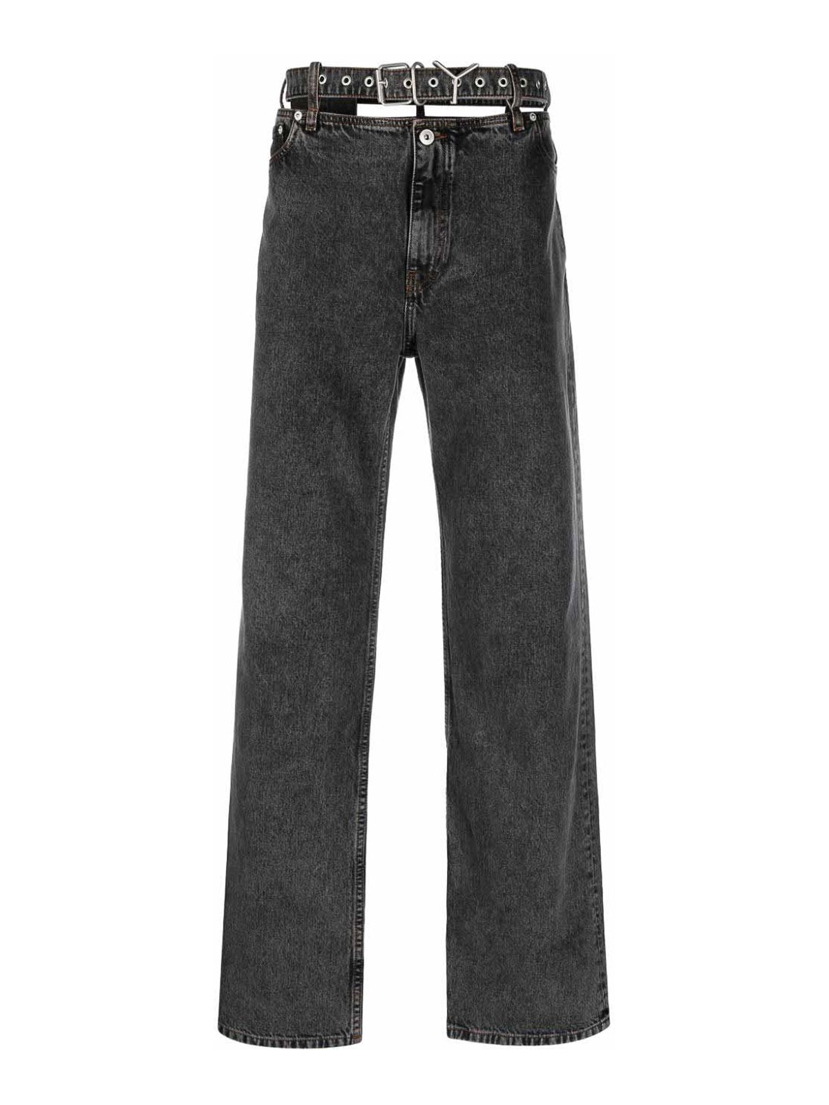 Y/PROJECT BELTED DENIM JEANS