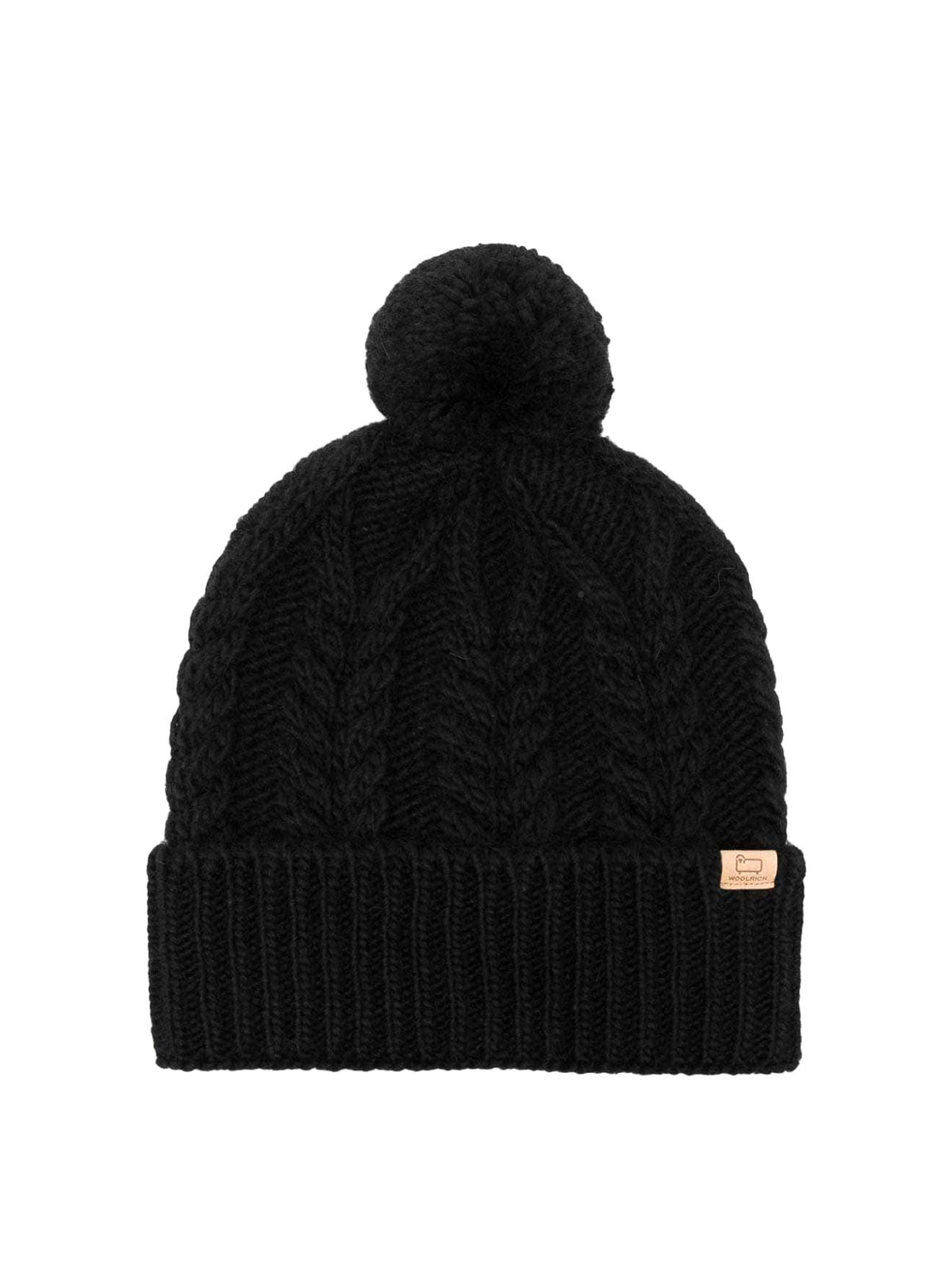 Shop Woolrich Wool Cable Pom Pom Beanie In Black