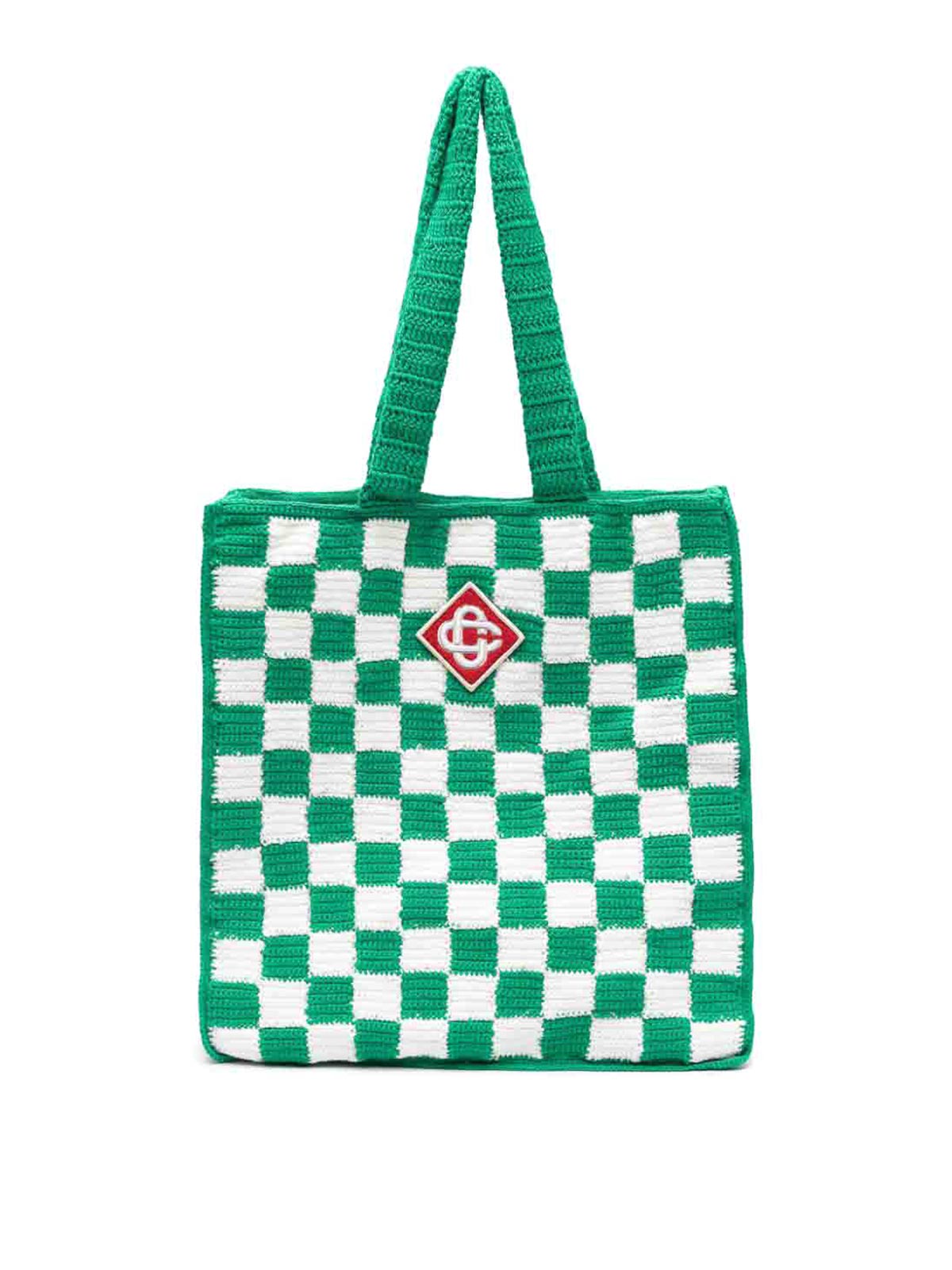 Casablanca Crochet cotton tote bag - Men|AF23BAG01501WGREENWHITE